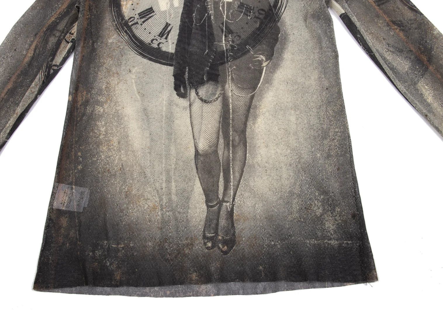 Jean Paul Gaultier Punk Girl Print High Neck Power Net Top in Charcoal Size US M / EU 48-50 / 2 - 7 Thumbnail