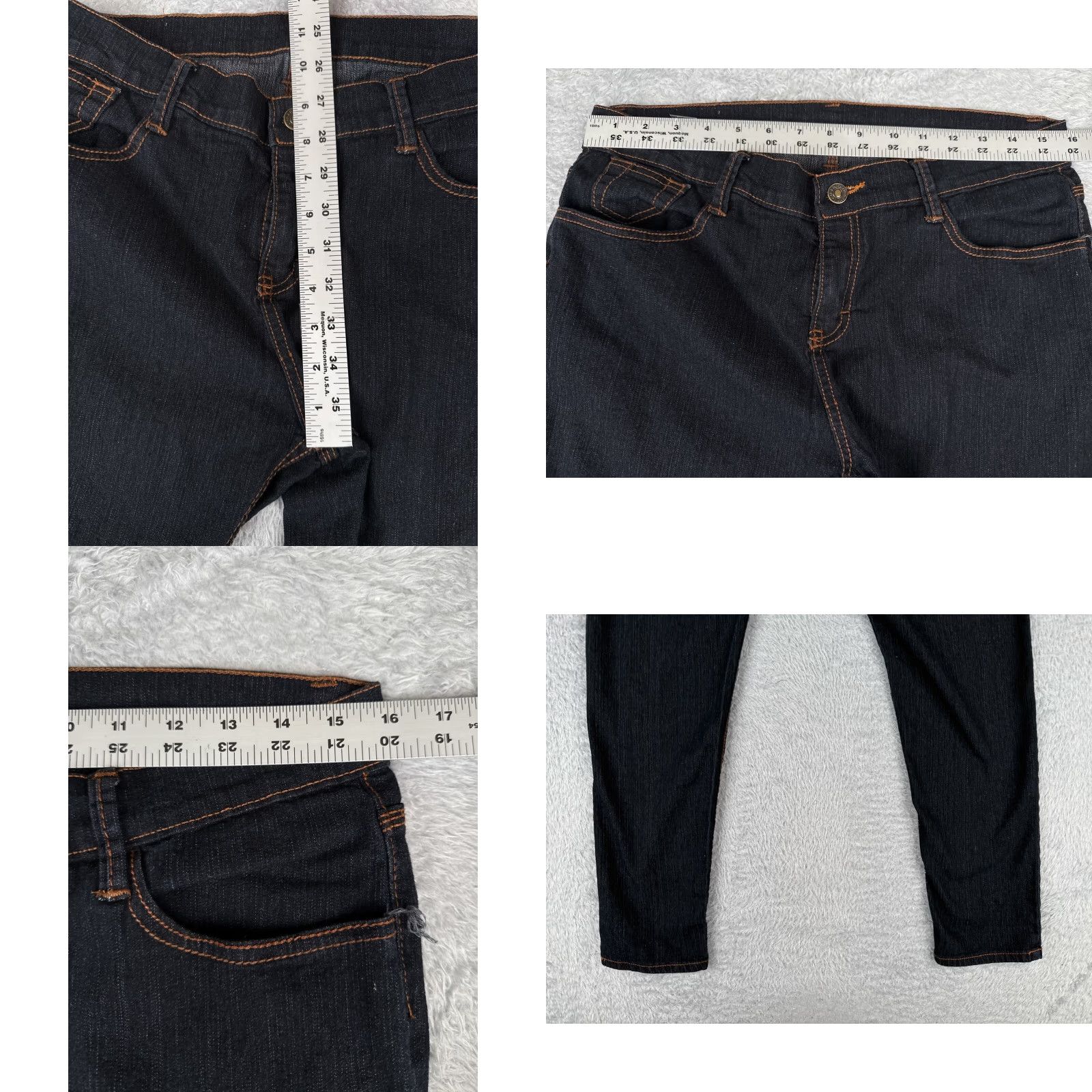 Denime VINTAGE Jeans Women 15 Black Denim Straight Leg Embrodiered Floral Mexico Duuba 32x28 Size 36" / US 14 / IT 50 - 9 Thumbnail
