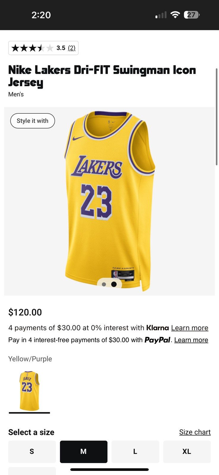 Nike LeBron Swingman Jersey 44 (M) Size US M / EU 48-50 / 2 - 4 Thumbnail