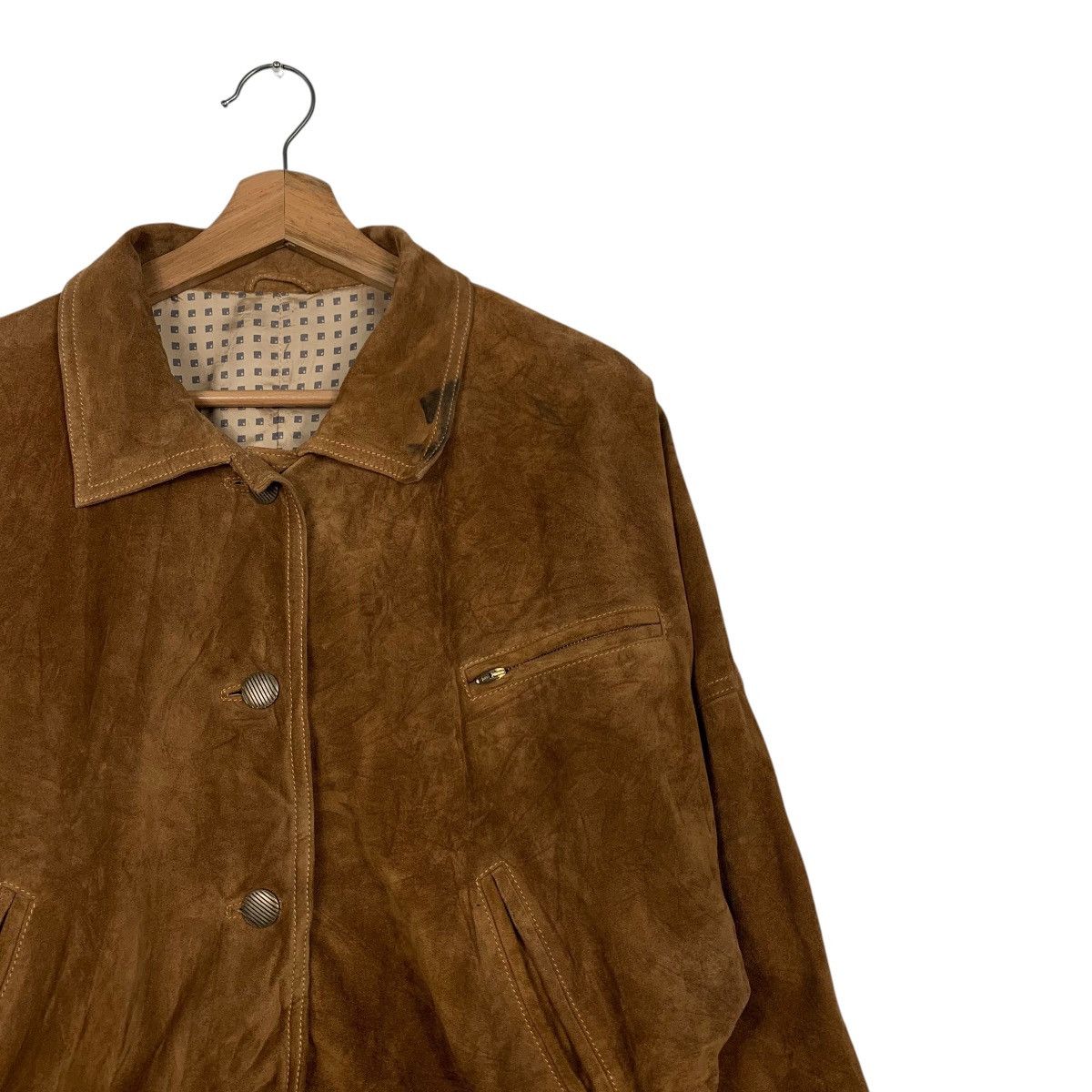 Vintage 80s SACIP Made in Italy Deer Suede Leather Jacket #2552-C115 Size US M / EU 48-50 / 2 - 5 Thumbnail