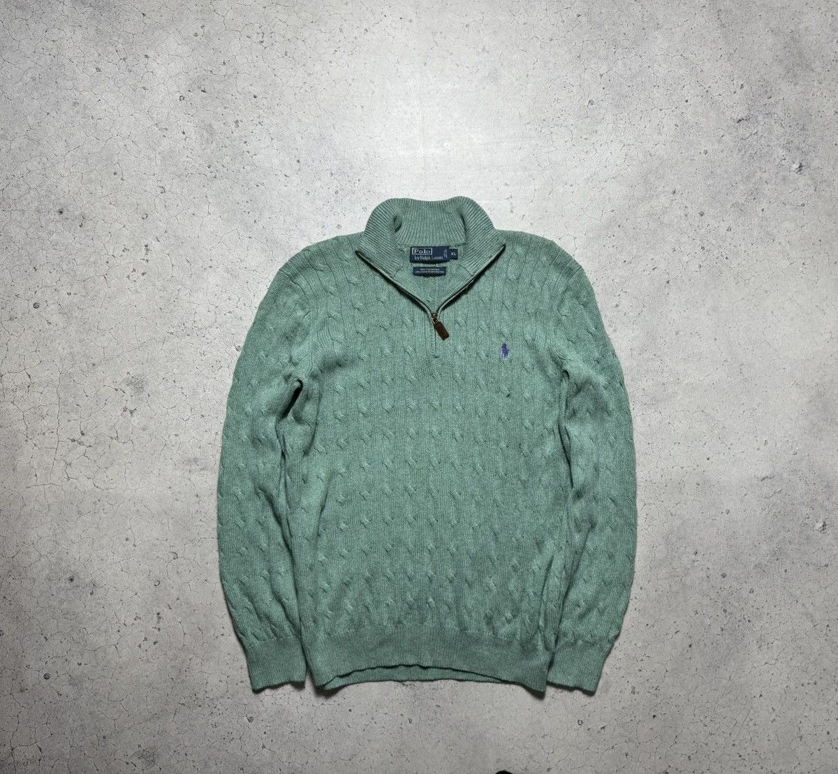 Polo Ralph Lauren Polo Ralph Lauren Cable Knit Sweater 1/4 Zip Vintage Size US XL / EU 56 / 4 - 1 Thumbnail