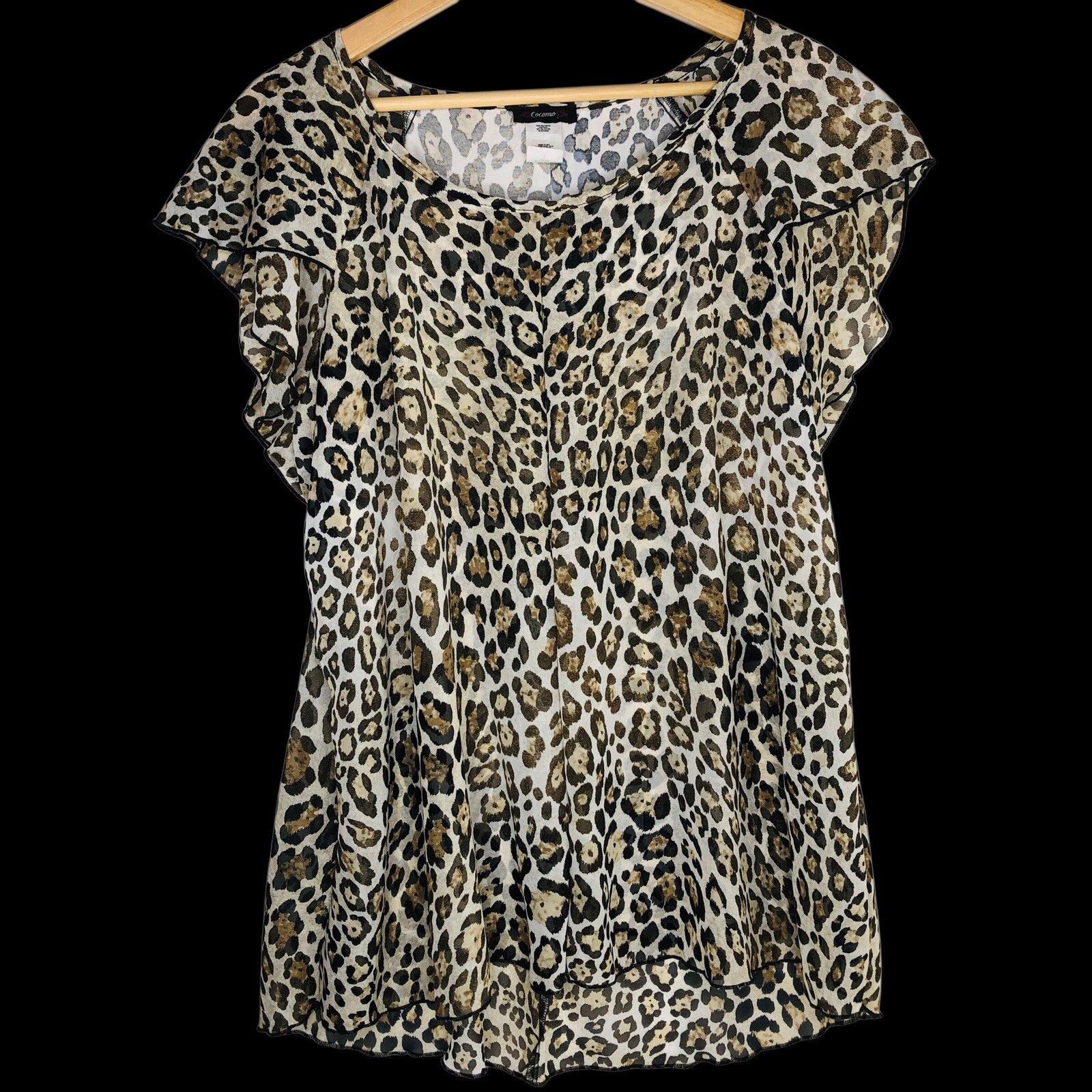 Other Cocomo Leopard Cheetah Print Top Blouse Sz L High-low Size L / US 10 / IT 46 - 2 Thumbnail