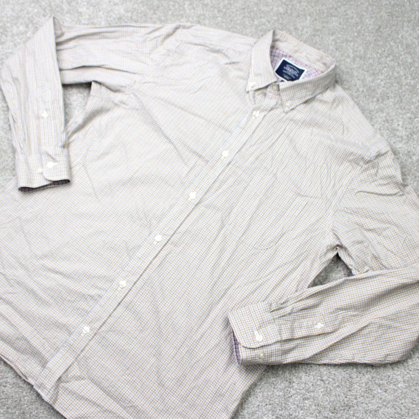 Charles Tyrwhitt Charles Tyrwhitt Shirt Mens Large Beige Blue Red Check Button-Down Long Sleeve Slim Classic Fit Built-In Non-Iron Size US L / EU 52-54 / 3 - 4 Thumbnail