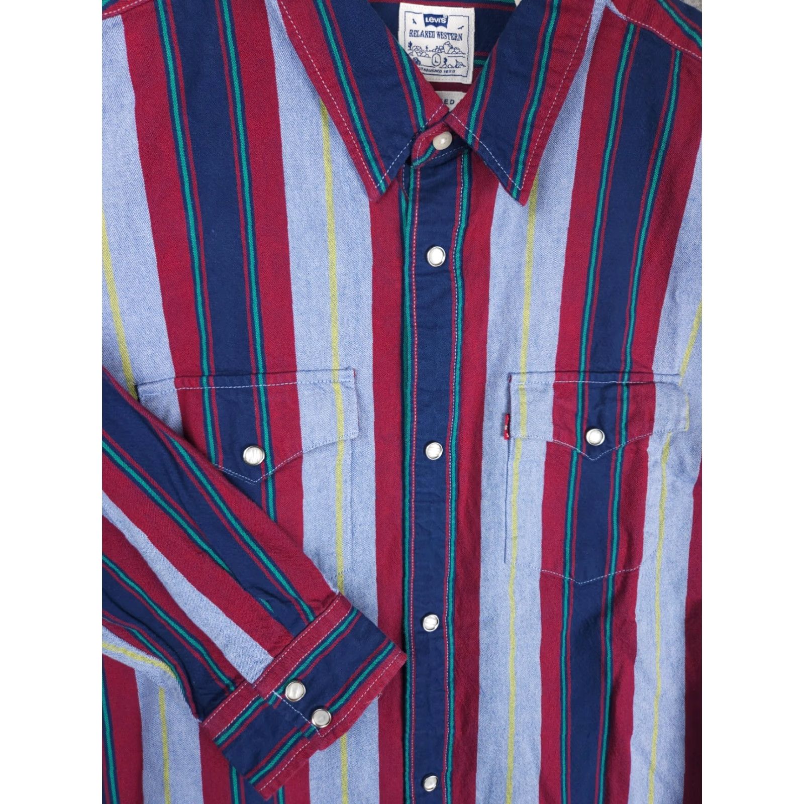 Levi's VINTAGE Levi's Brushopper Shirt Men's L Striped Pearl Snap HEAVY THICK Western Shirt Boys? Size US L / EU 52-54 / 3 - 3 Thumbnail