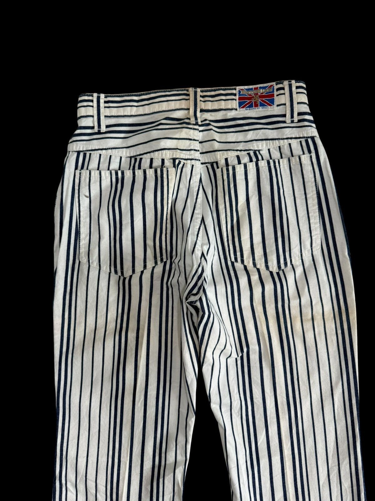Japanese Brand British Lion Flare Pants Stripe Hippies Style Made in Japan Size US 27 - 5 Thumbnail