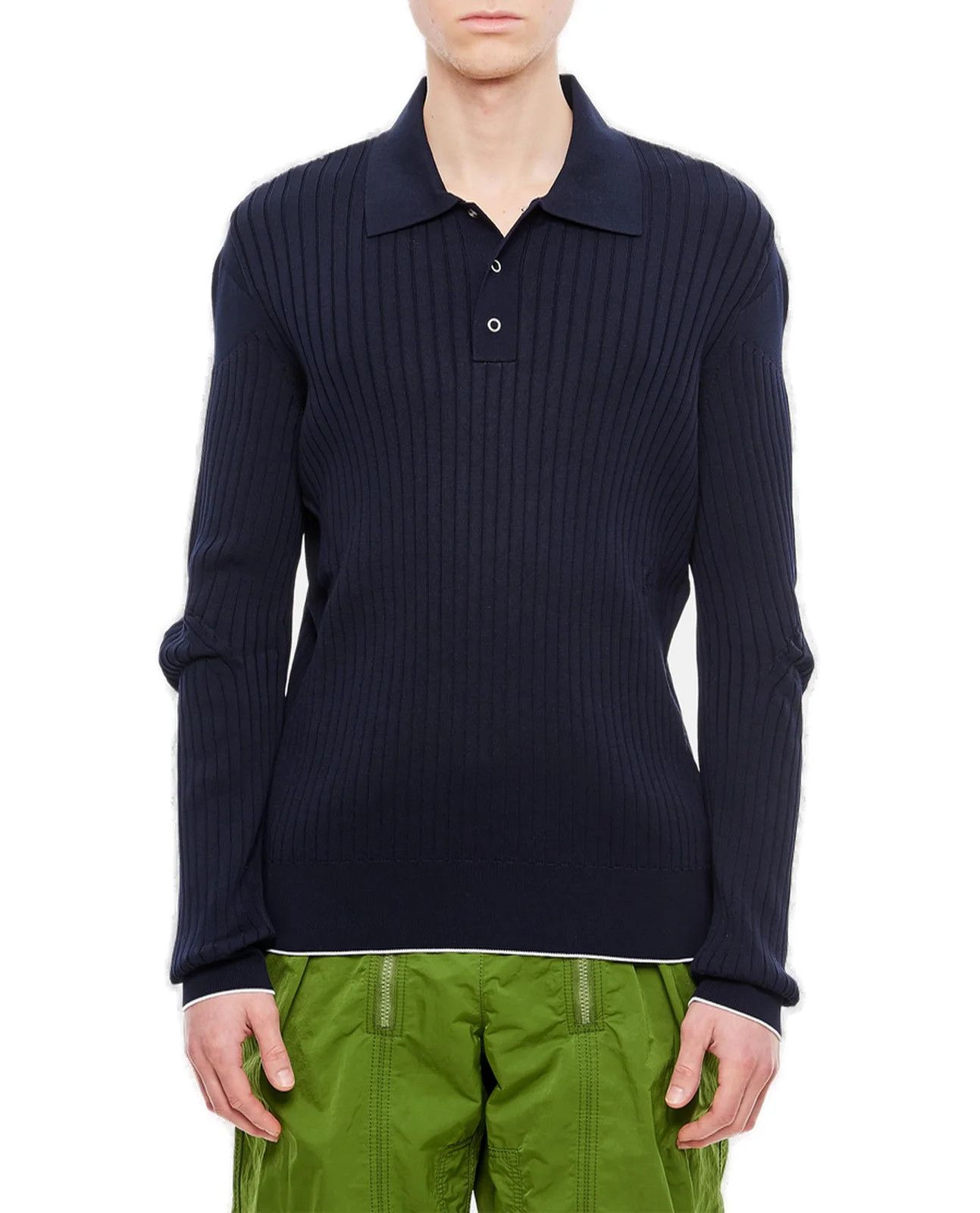 o1loc1c0324 728349 Ribbed Cotton Polo in Blue