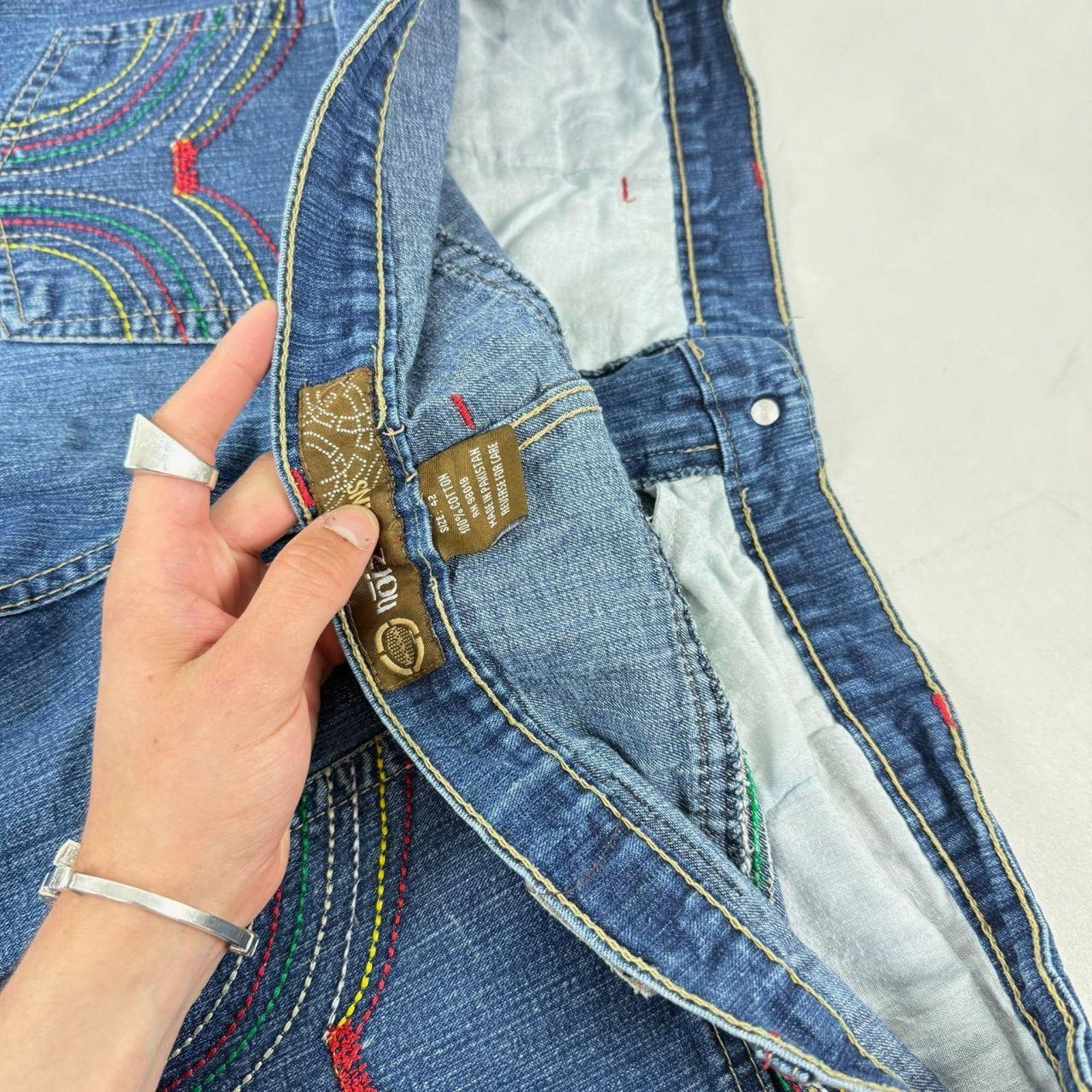Ecko Unltd. × JNCO × Vintage Vintage y2k embroidered skater baggy wide leg faded jeans Size US 38 / EU 54 - 6 Thumbnail