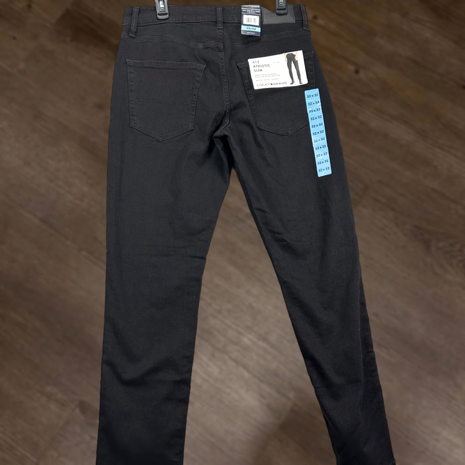 Lucky Brand Lucky Brand 412 Jeans Mens Slim Athletic Dark Denim 32 Regular Distressed Mid Rise 32x32 New with Tags Mens Size US 32 / EU 48 - 1 Thumbnail