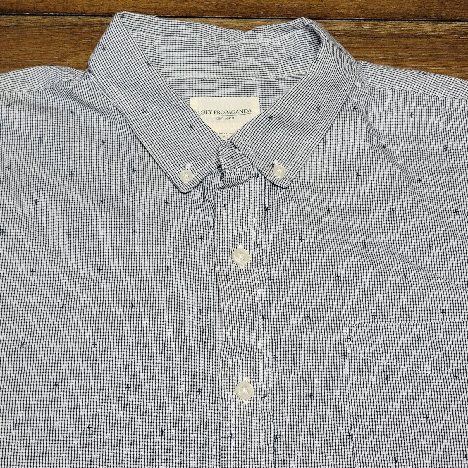 Obey Obey Propaganda LS Full Button Tiny Square Shirt - Size XL Size US XL / EU 56 / 4 - 2 Thumbnail