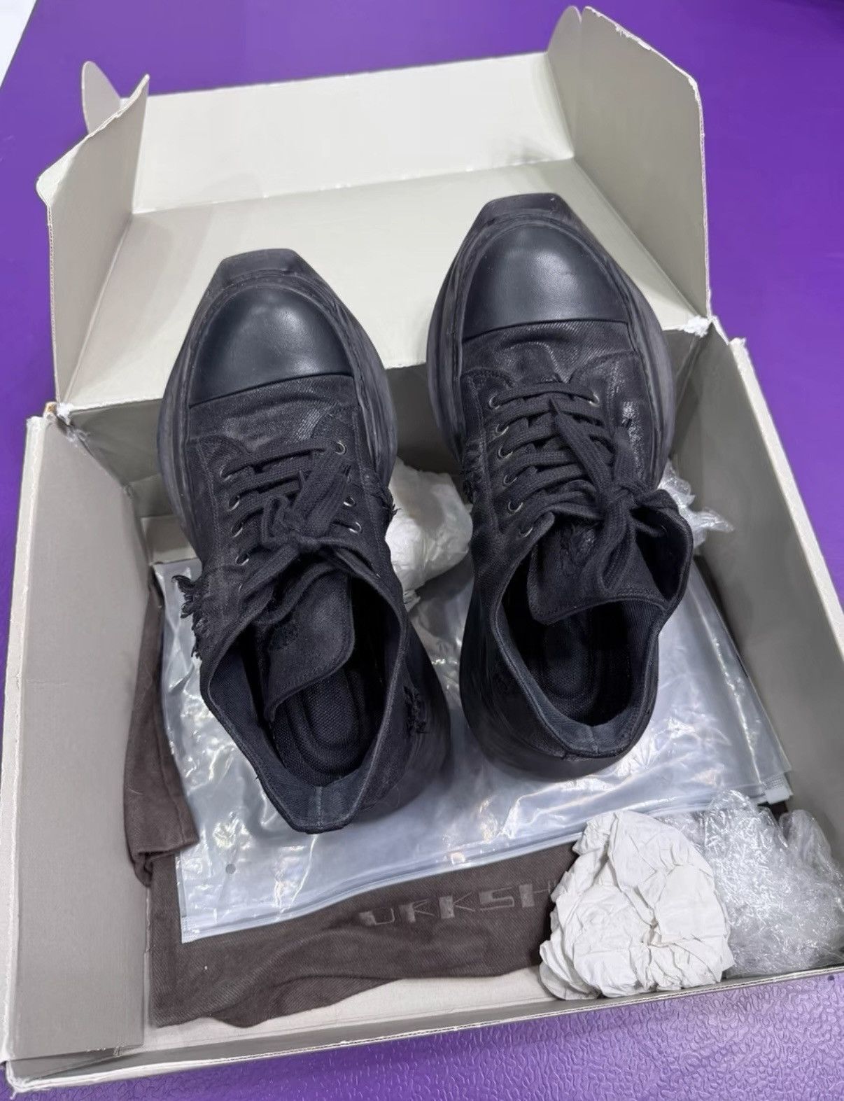 Rick Owens 【Rick Owens DRKSHDW】Black 'Turbodrk' Low-Top Sneakers Size US 8 / EU 41 - 1 Thumbnail