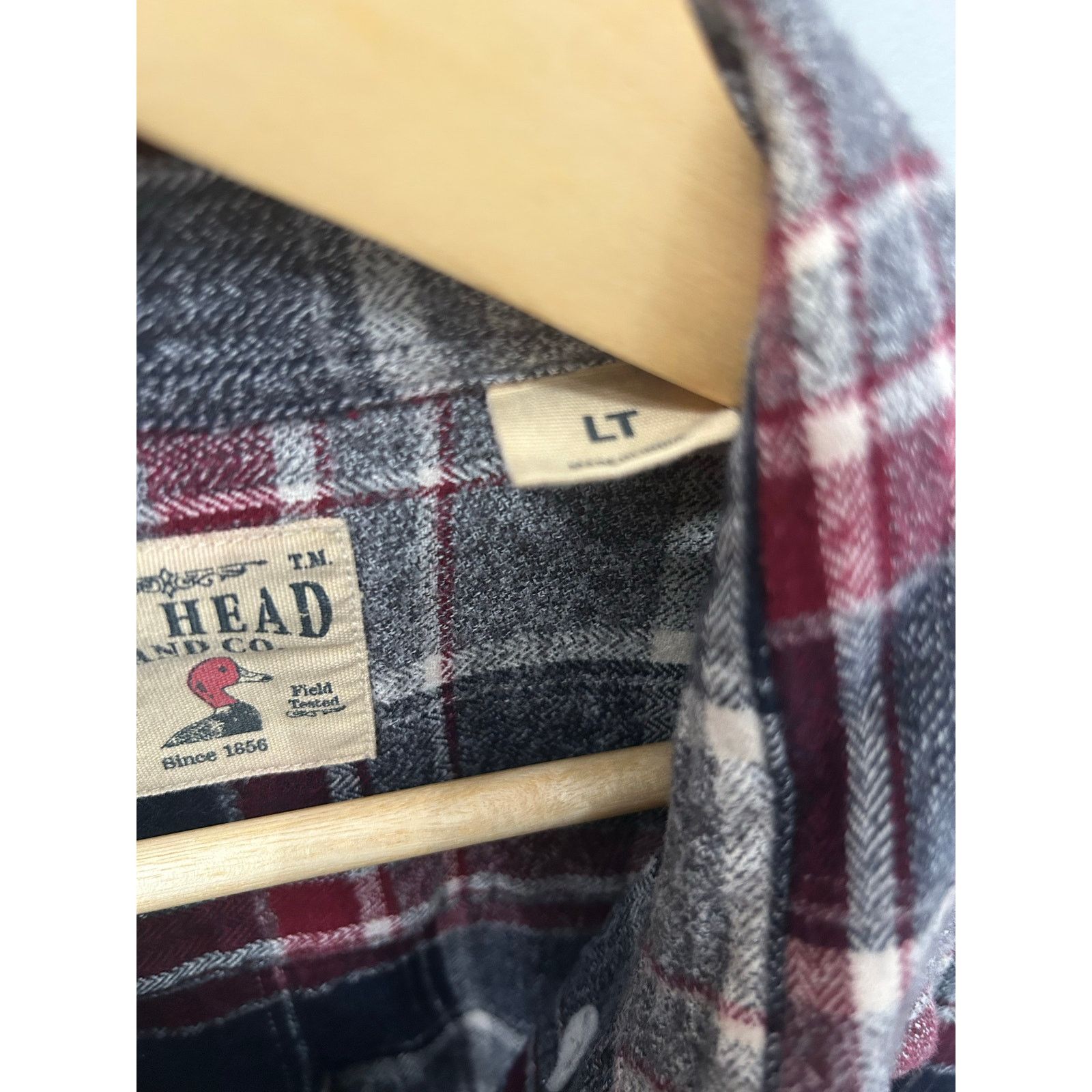 Redhead RedHead Mens Large Tall Gray Black Red Plaid Flannel Shirt Size US L / EU 52-54 / 3 - 4 Thumbnail