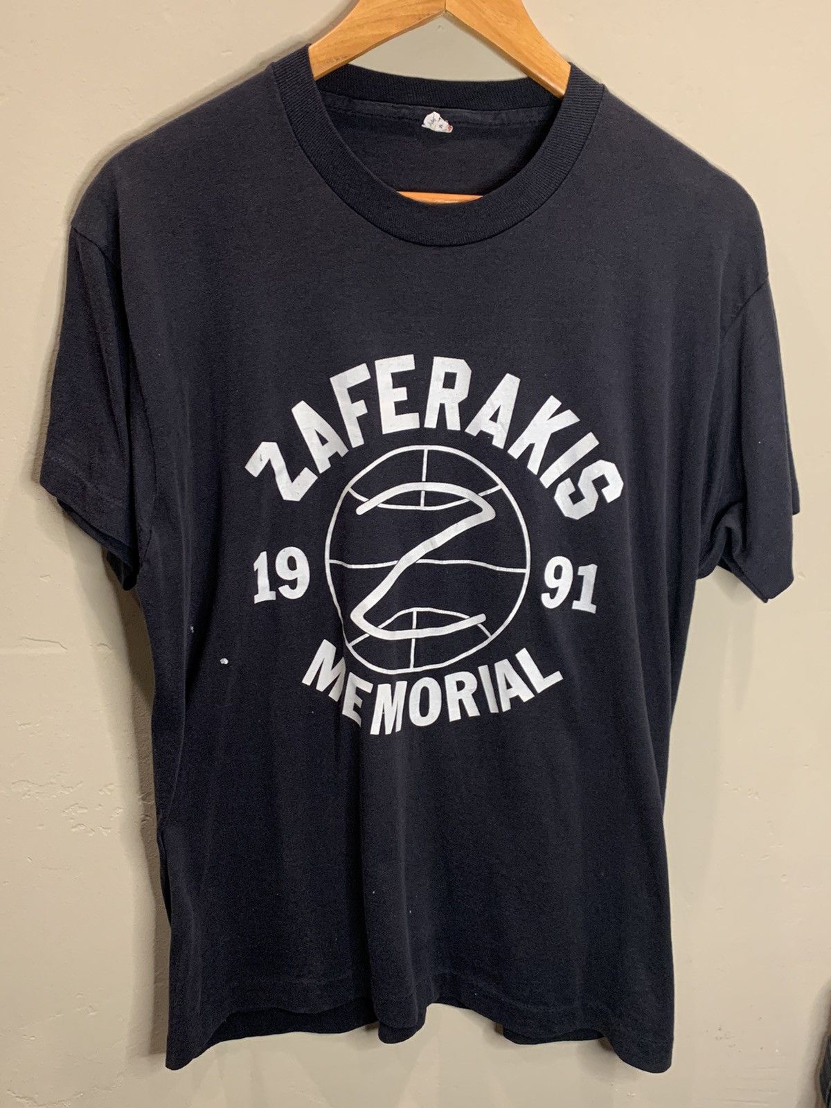 image of Made In USA x Screen Stars Vintage 1991 Zaferakis Memorial Single Stitch T-Shirt in Black/White (Si