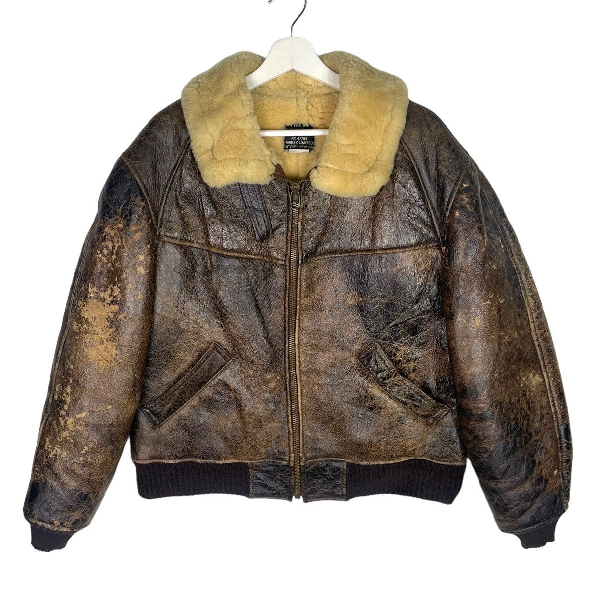 💥 VINTAGE AVIREX TYPE B6 SHERPA SHEEPSKIN LEATHER JACKET