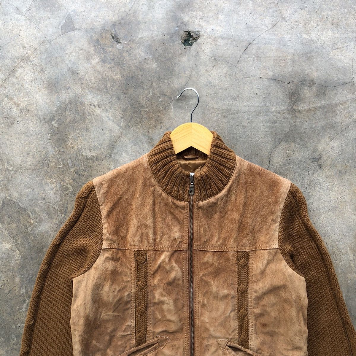 Tornado Mart 💥 rare 💥 2000s PALETTE genuine suede leather knitted jacket Size US M / EU 48-50 / 2 - 3 Thumbnail