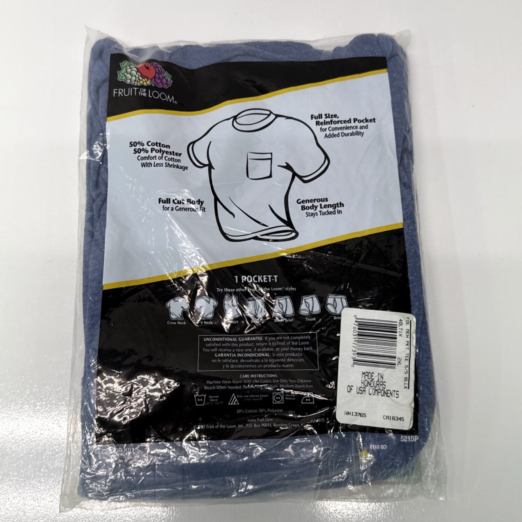 Fruit Of The Loom VINTAGE Fruit of the Loom Pocket T Shirt 2XL Blue Men Quality 1990s 2001 Mens Shirt Size US XXL / EU 58 / 5 - 5 Thumbnail