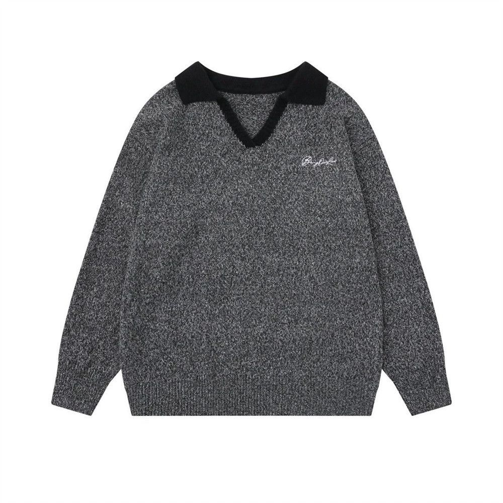 Vintage Men's loose casual V-neck contrast lapel sweater Size US M / EU 48-50 / 2 - 1 Thumbnail