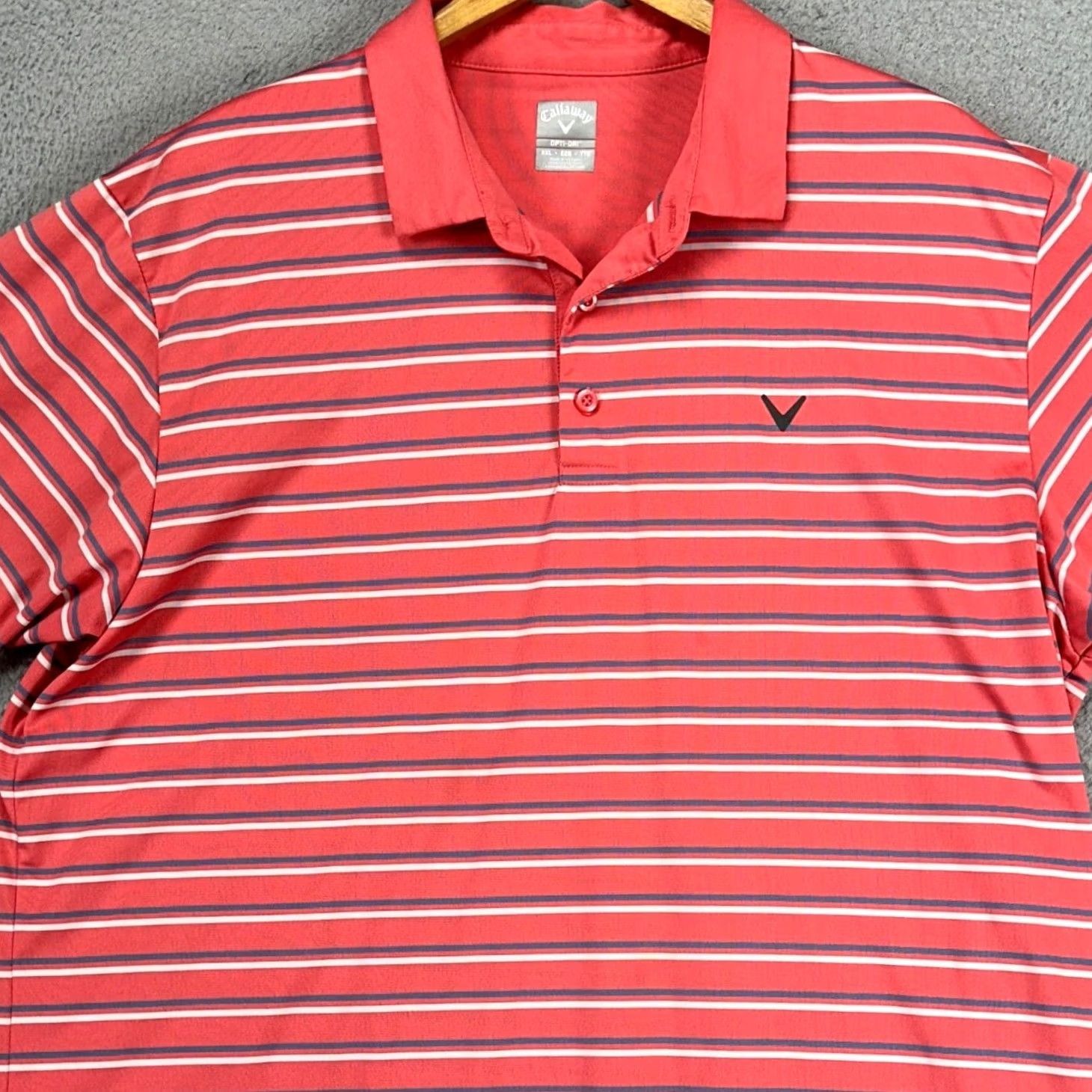 Callaway Callaway Opti-Dri Mens Polo Shirt 2XL Pink White Stripe Short Sleeve Golf Rugby Size US XXL / EU 58 / 5 - 2 Thumbnail