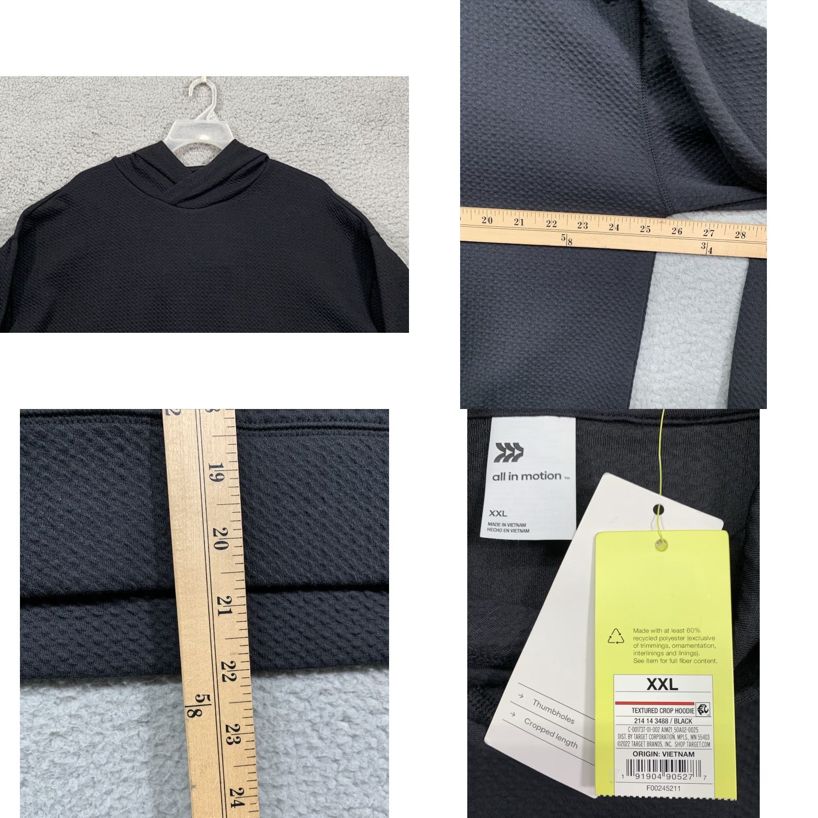 Vintage All in Motion Women's Cropped Hooded Sweatshirt XXL Black Relaxed Fit Sweatshirt Size XXL / US 16-18 / IT 52-54 - 9 Thumbnail