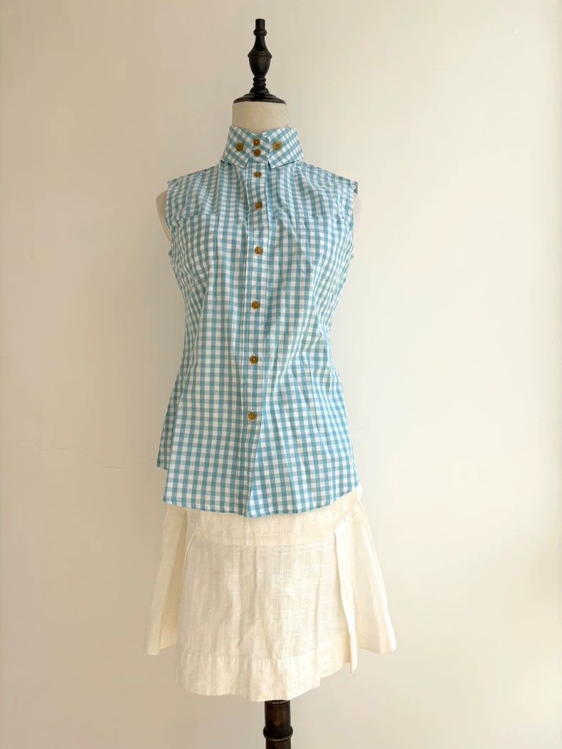 Vivienne Westwood Vivienne Westwood Blue checkered shirt without sleeves Size M / US 6-8 / IT 42-44 - 1 Thumbnail