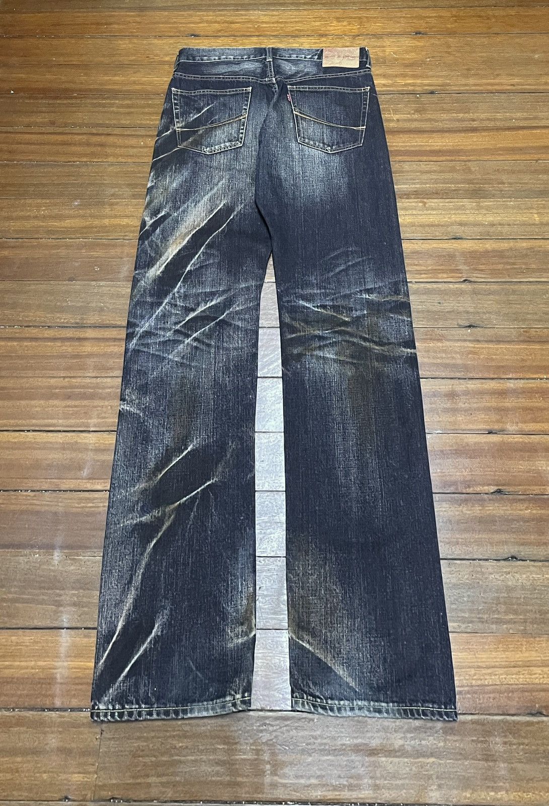 Japanese Brand Rare Design Vintage Japanese Brand Flared Ripped Jeans 1990s Size US 33 - 2 Thumbnail
