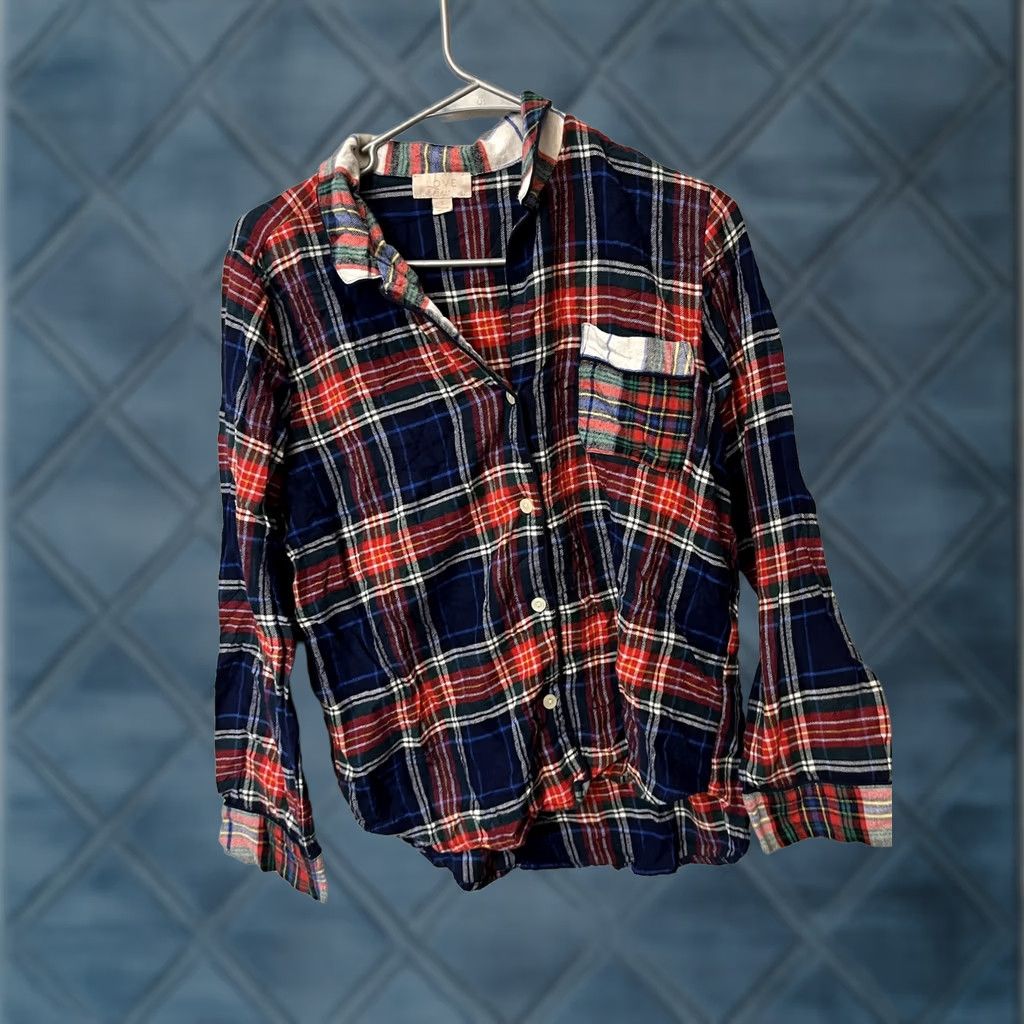 Gap Gap Pajama Shirt Top Multicolor Plaid Long Sleeve Pocket Button Collared Women's S Small #Love by Gap# Size S / US 4 / IT 40 - 1 Thumbnail
