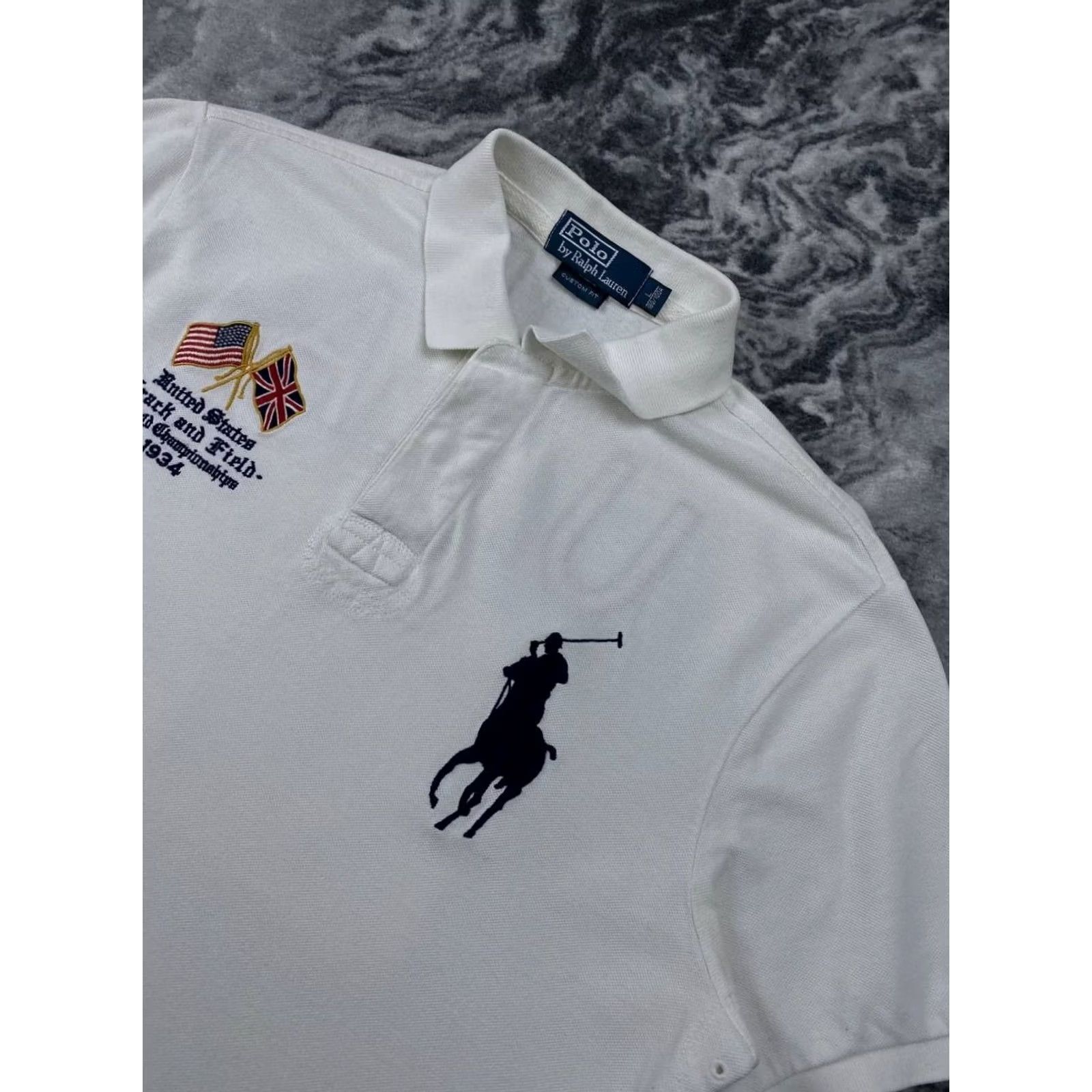 Polo Ralph Lauren VINTAGE Polo Ralph Lauren Shirt L White Big Logo Britain Polo Men Size US L / EU 52-54 / 3 - 3 Thumbnail