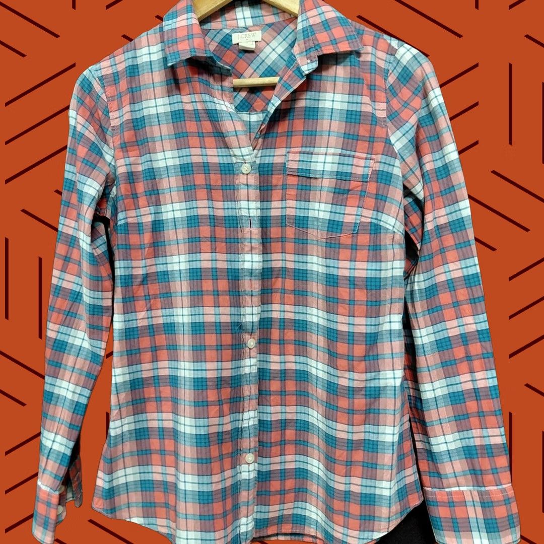 J.Crew VINTAGE J.CREW Style 03411 Plaid Cotton Shirt Blue Red Woven Long Sleeve Size XS Size XS / US 0-2 / IT 36-38 - 1 Thumbnail