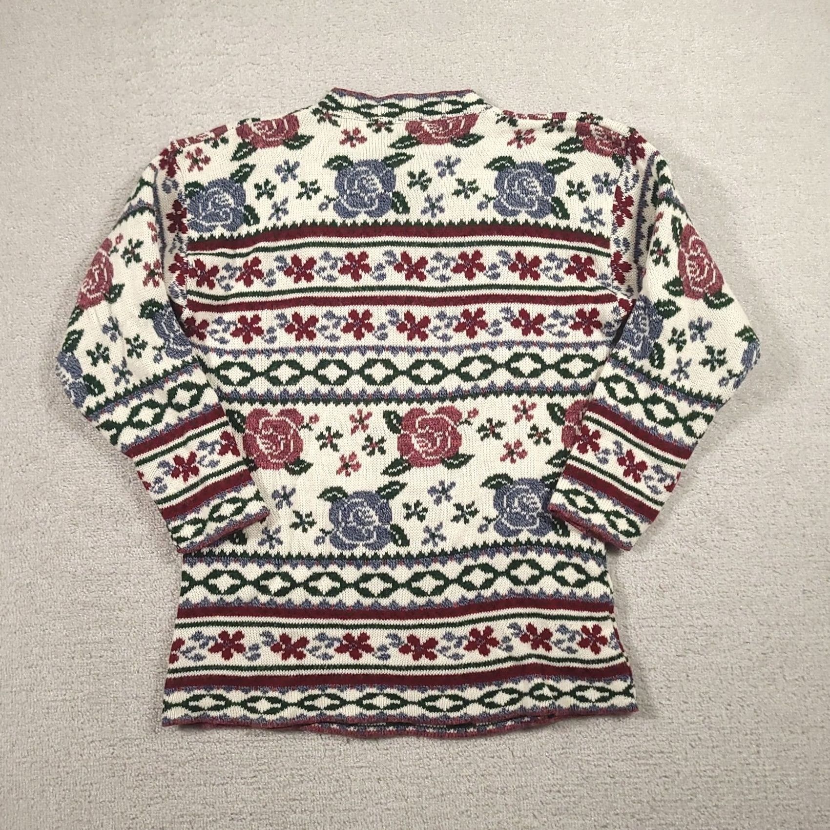 Vintage VINTAGE Carriage Court Floral Sweater Women Medium Knit Pullover Cottagecore 80s Crew Neck Long Sleeve All Seasons White Regular Womens Size M / US 6-8 / IT 42-44 - 7 Thumbnail