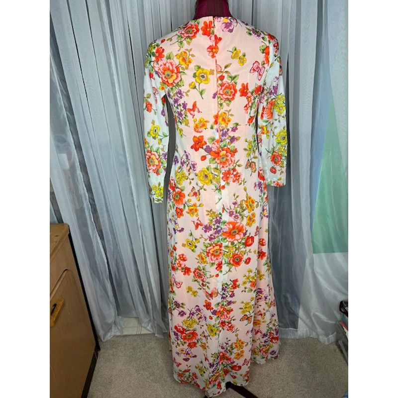 Vintage Vintage maxi dress floral flower power boho orange purple Size S / US 4 / IT 40 - 4 Thumbnail