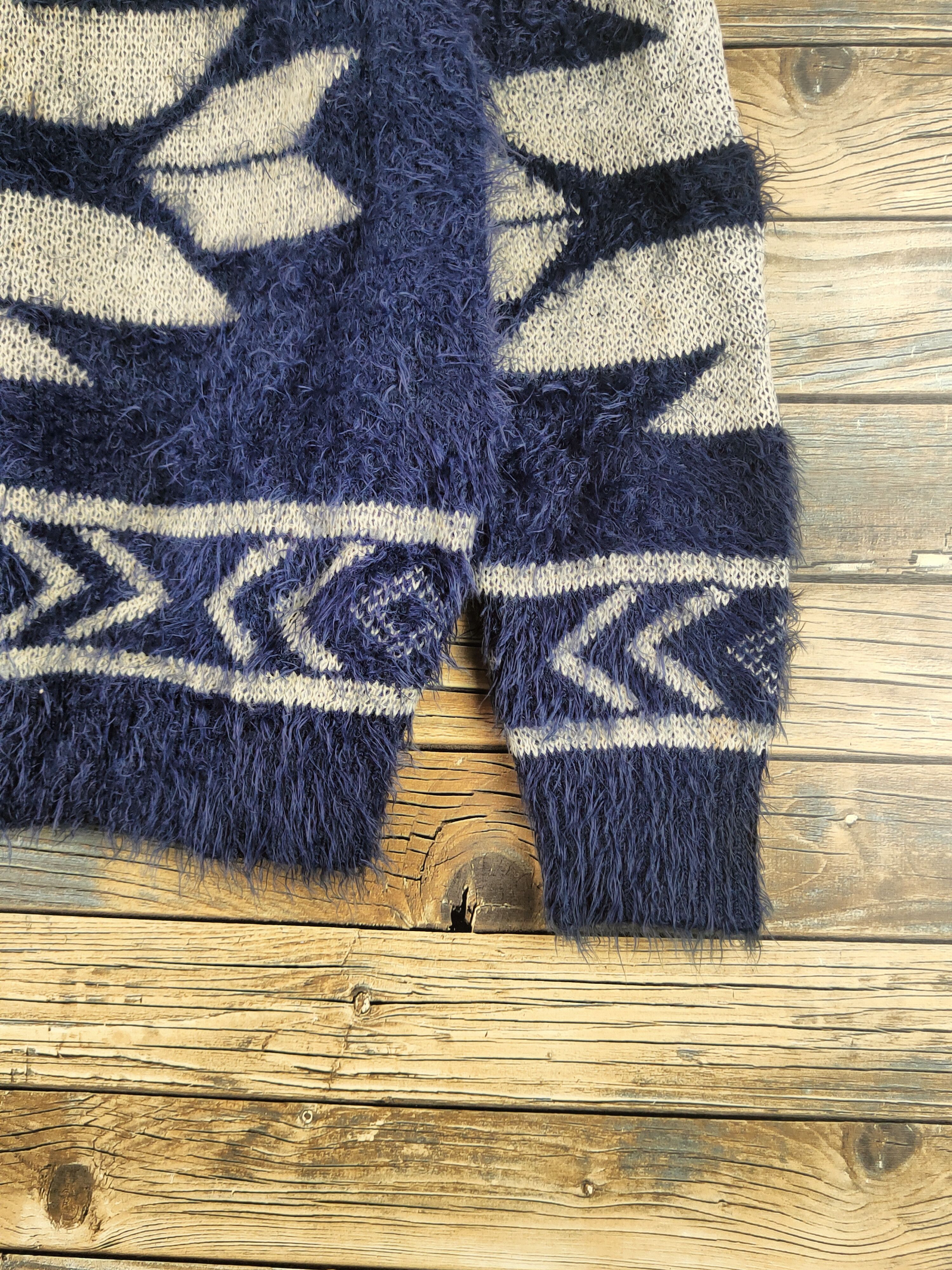 Japanese Brand DL Revo Navy Fur Mohair shaggy Knitwear Sweatshirts #46-386 Size US S / EU 44-46 / 1 - 6 Thumbnail