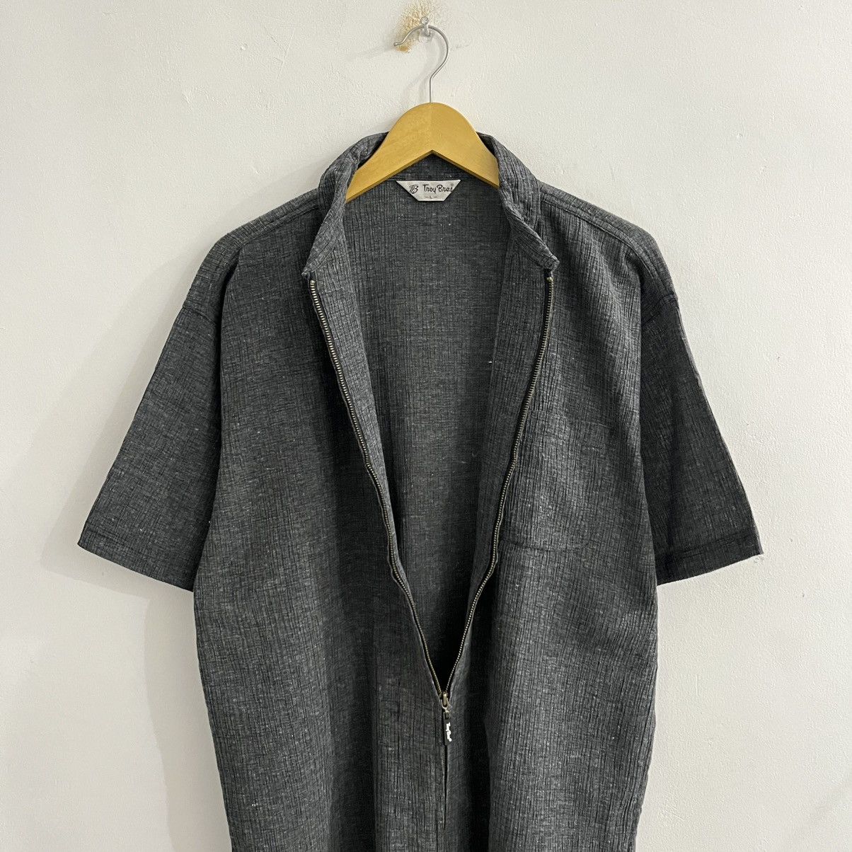 Japanese Brand Troy Bross Textured Zip Shirt Size US L / EU 52-54 / 3 - 6 Thumbnail