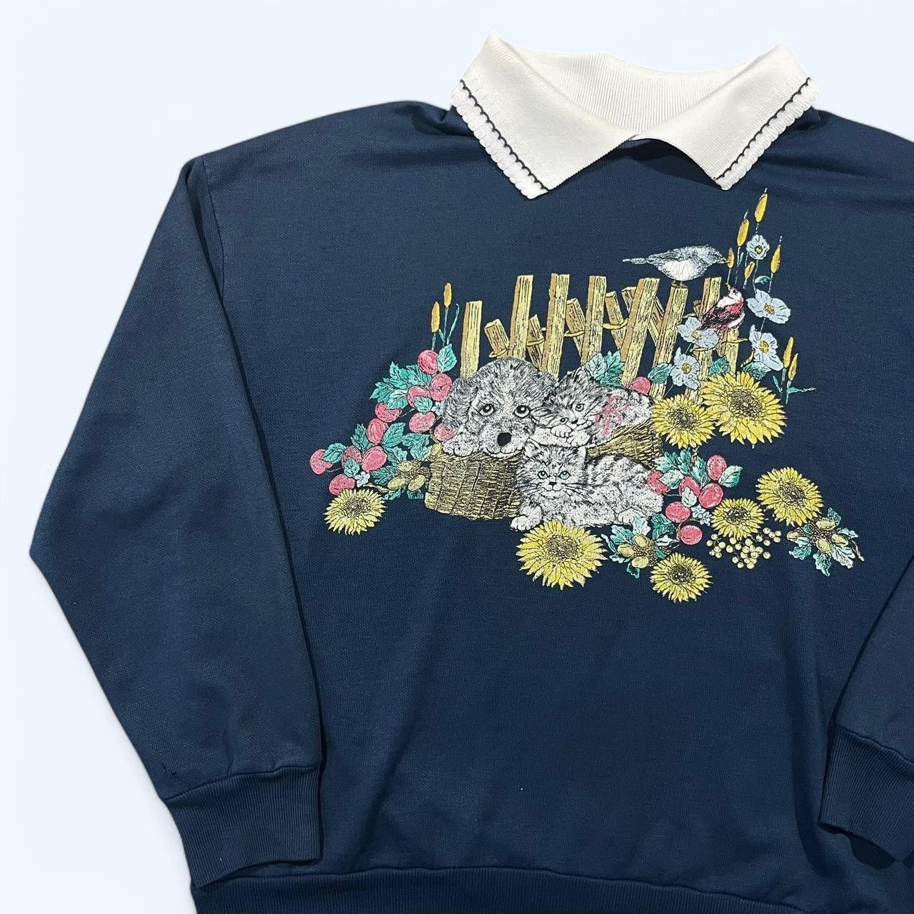 Basic Editions × Vintage Vintage 90’s Puppy, Kitty & Flowers T-Shirt Size S / US 4 / IT 40 - 2 Thumbnail