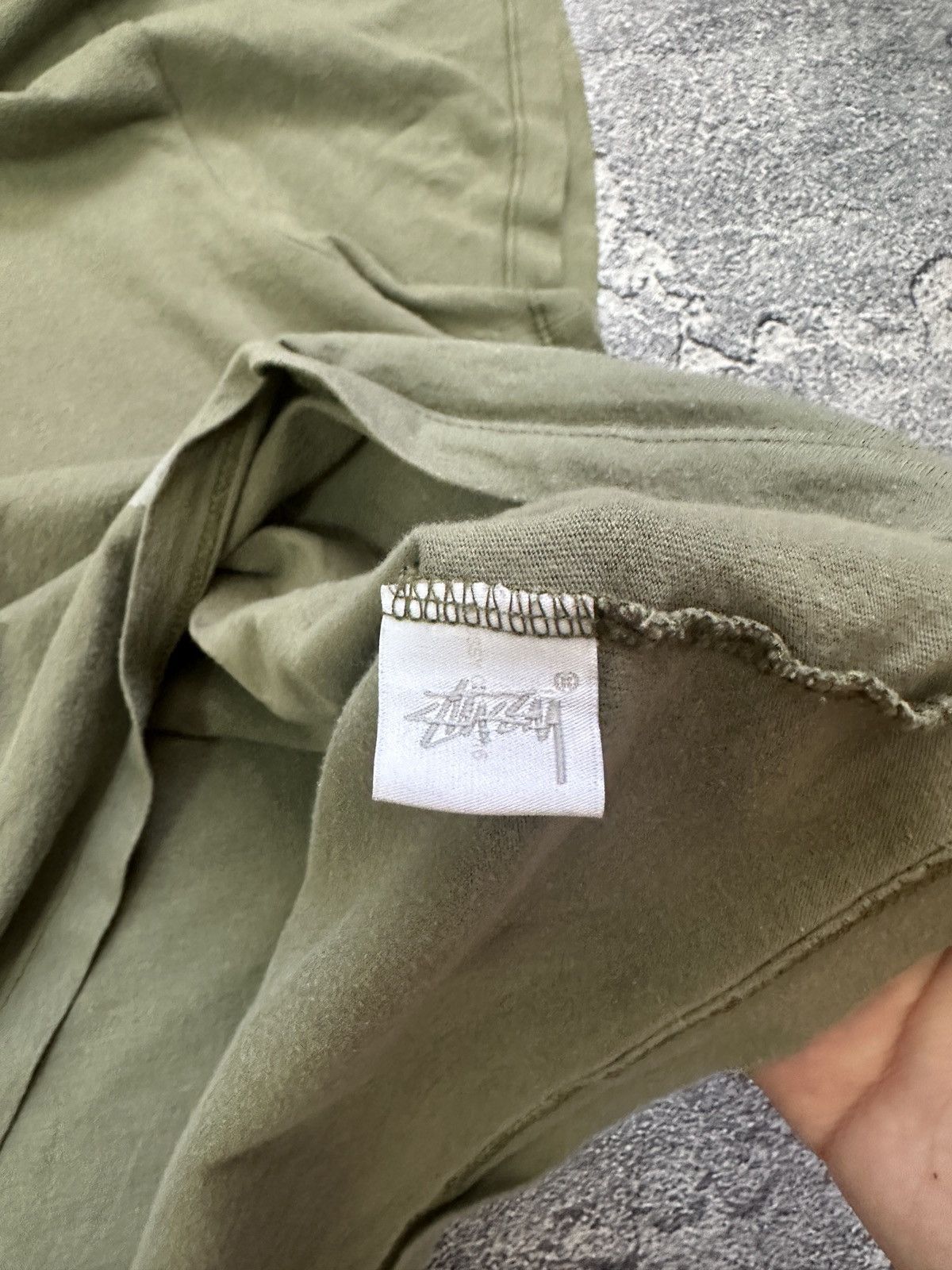Stussy Vintage Stussy Big Logo Faded Khaki T-Shirt Y2k Size S Size US S / EU 44-46 / 1 - 7 Thumbnail