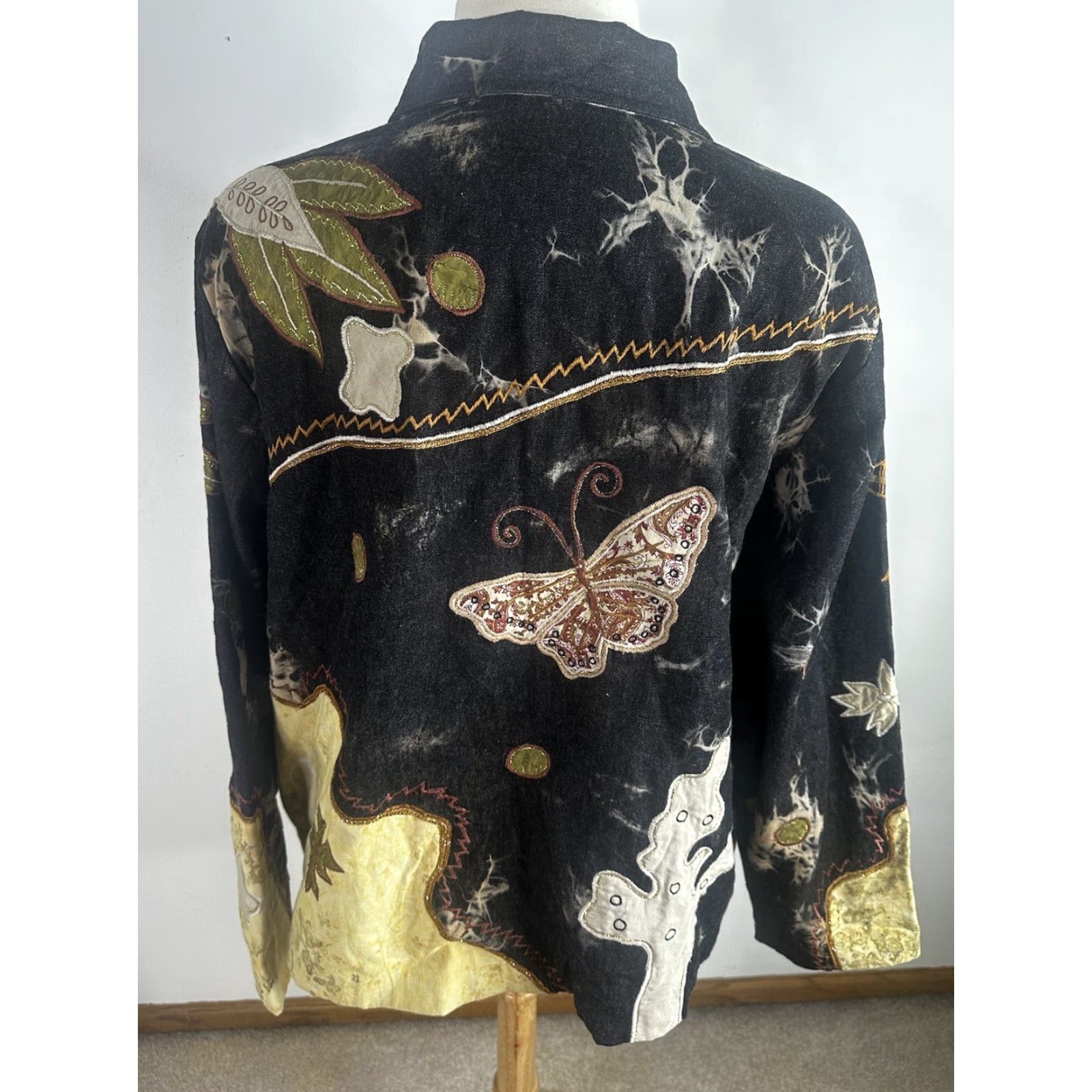 Vintage VINTAGE Boho Patchwork Tie Dye Floral Butterfly Embroidered Blazer Jacket Womens 3XL Size XXL / US 16-18 / IT 52-54 - 4 Thumbnail