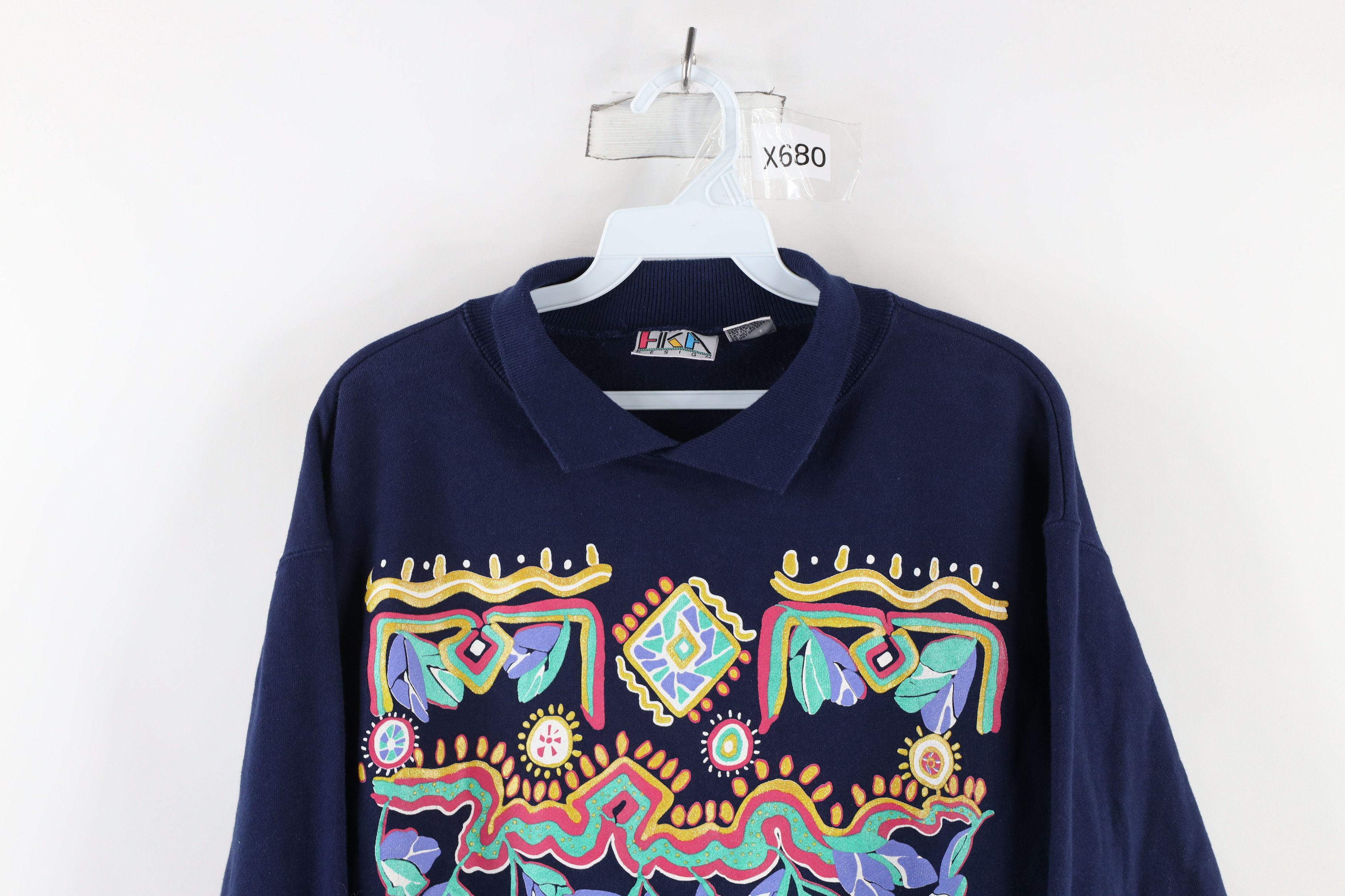 Vintage Vintage 90s Streetwear Southwestern Collared Sweatshirt USA Size S / US 4 / IT 40 - 2 Thumbnail