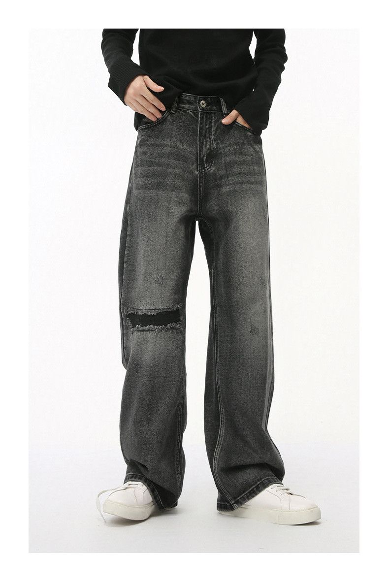 Japanese Brand × Jean Gray washed vintage loose versatile ripped jeans Size US 34 / EU 50 - 2 Thumbnail
