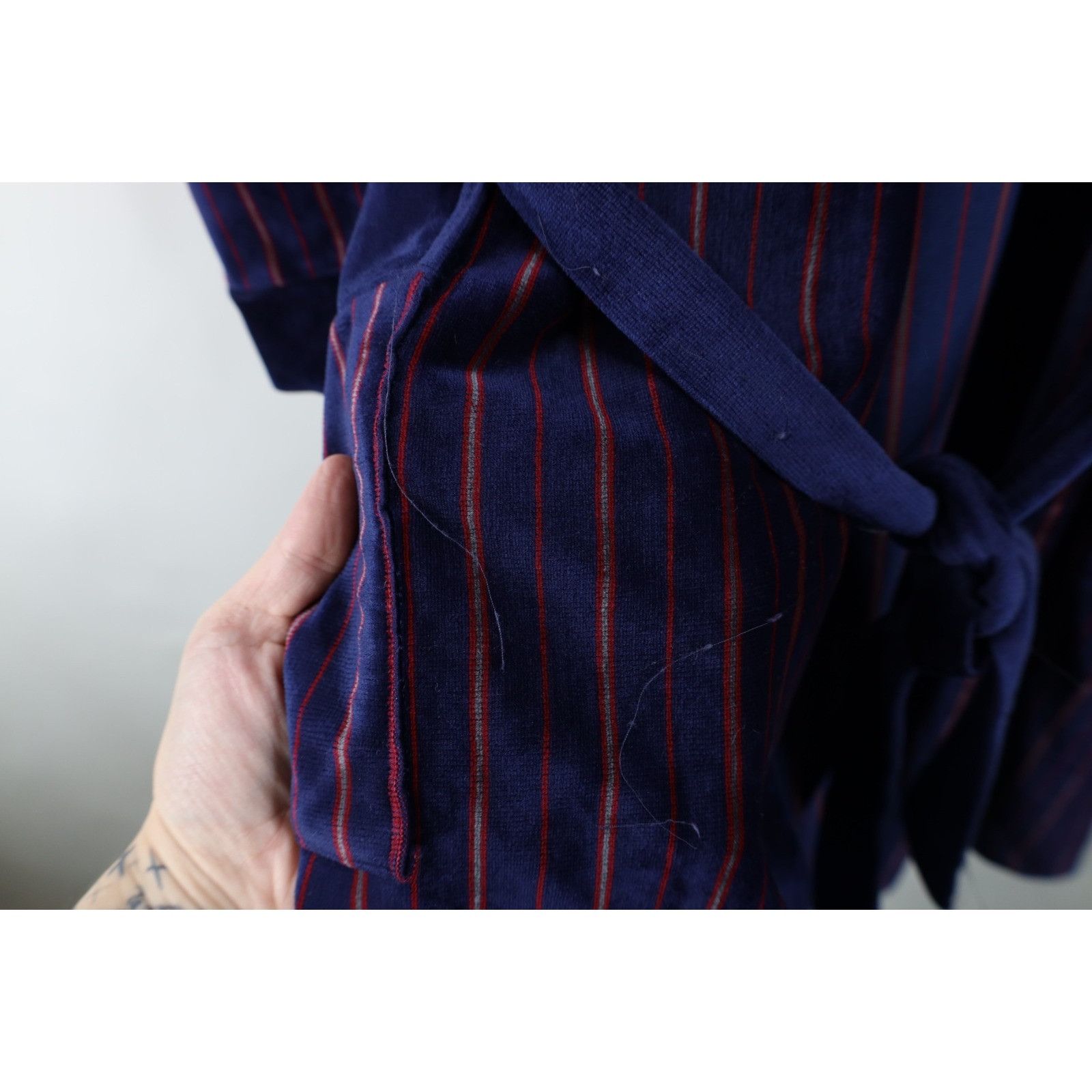 Vintage Vintage 70s Streetwear Striped Velvet Velour Bath Robe Size US XL / EU 56 / 4 - 5 Thumbnail