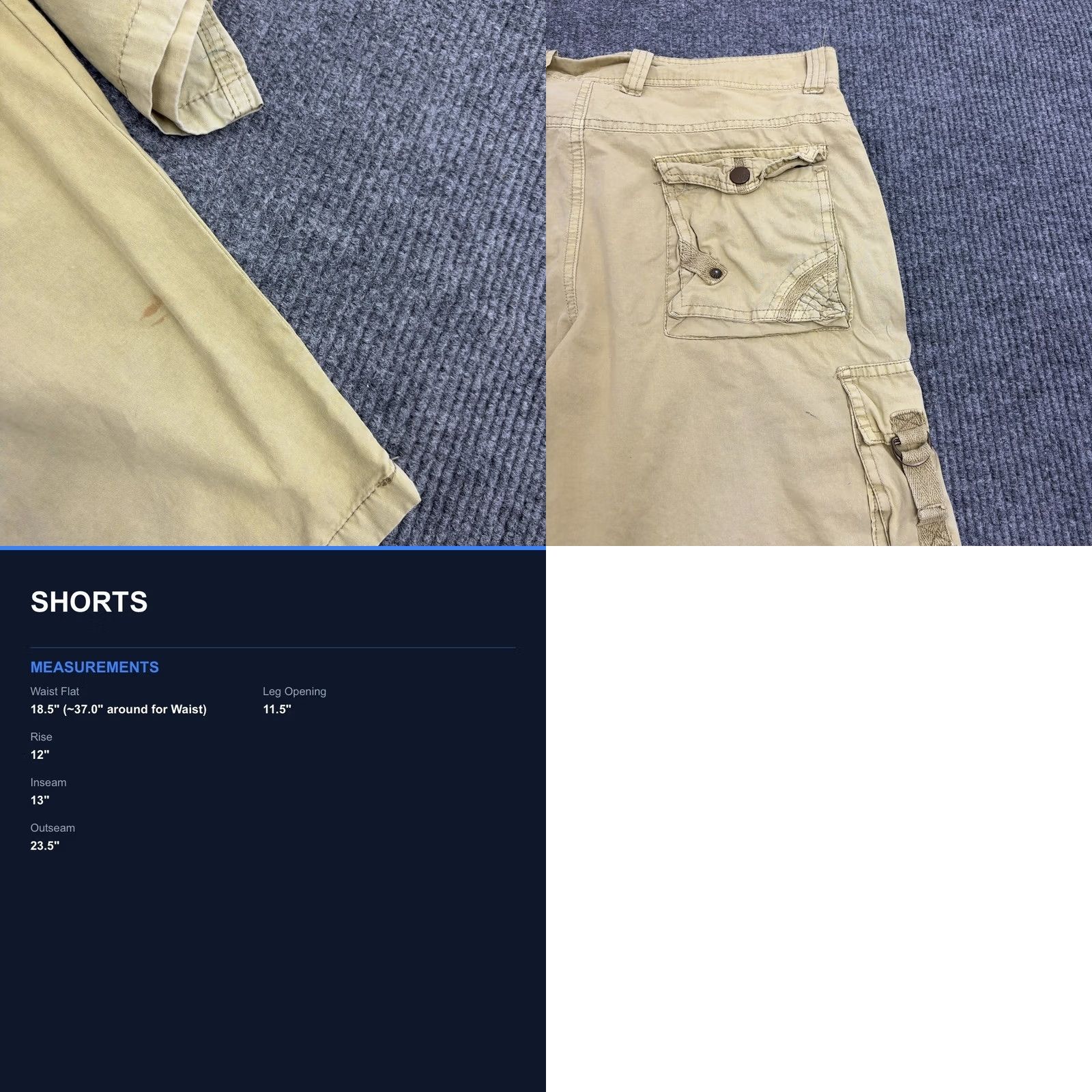 Vintage Old Skool Cargo Shorts Mens 34 Tan Cotton Baggy Pockets Skater Y2K Streetwear Size US 37 - 8 Thumbnail