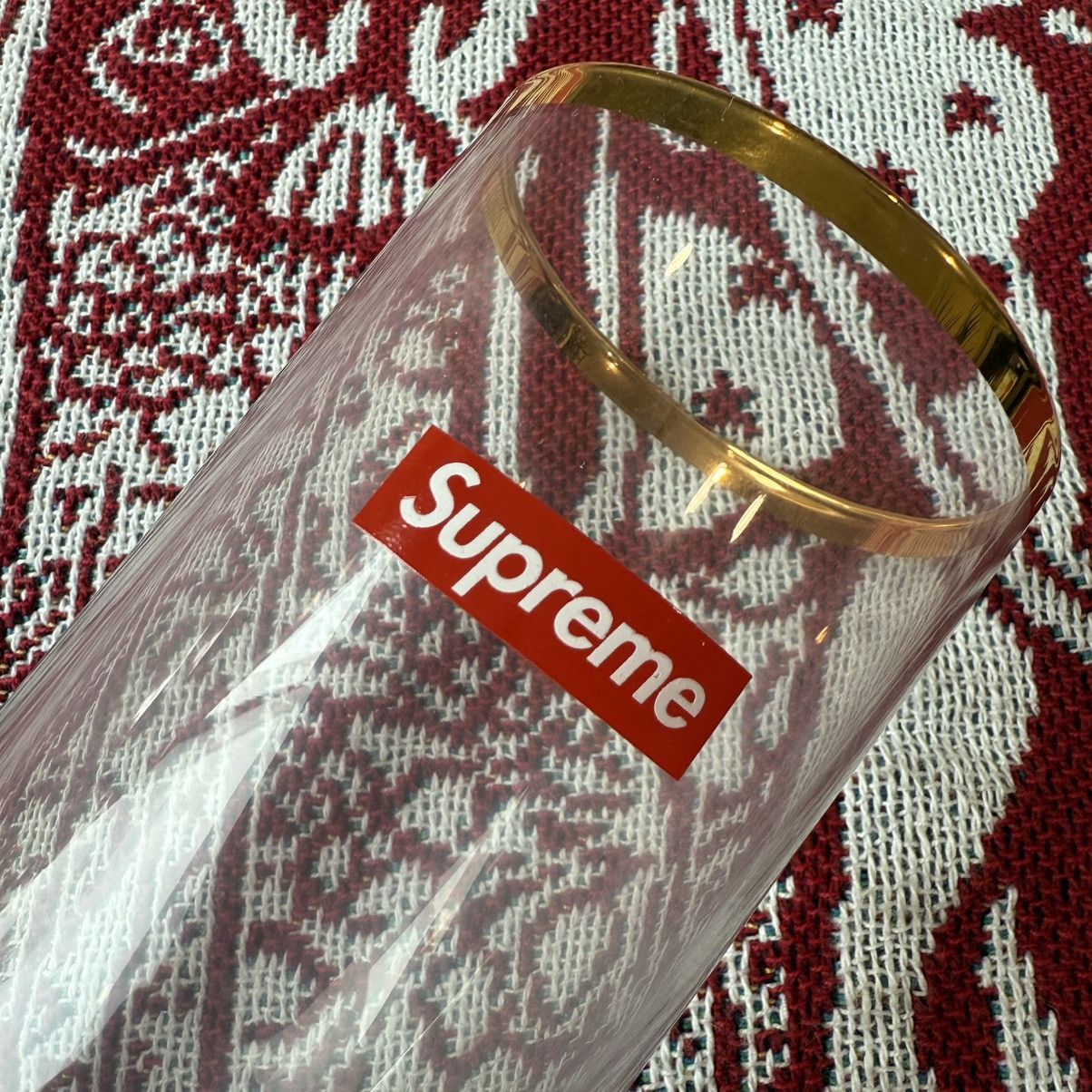 Supreme FW15 Supreme Bar Glass Gold Rim Drinking Cup Clear Box Logo Size ONE SIZE - 3 Thumbnail