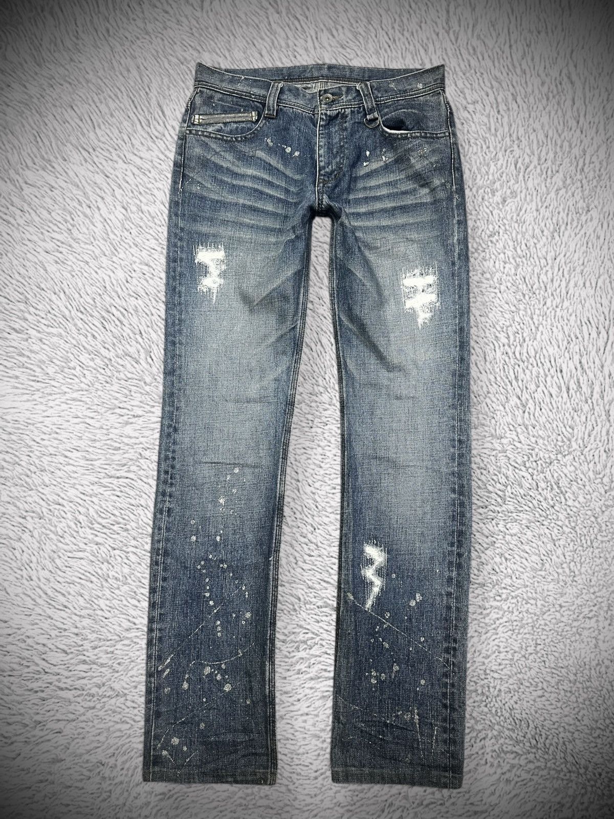 Japanese Brand 💥rare💥 nicole hideways distressed silver splatter denim Size US 31 - 1 Thumbnail