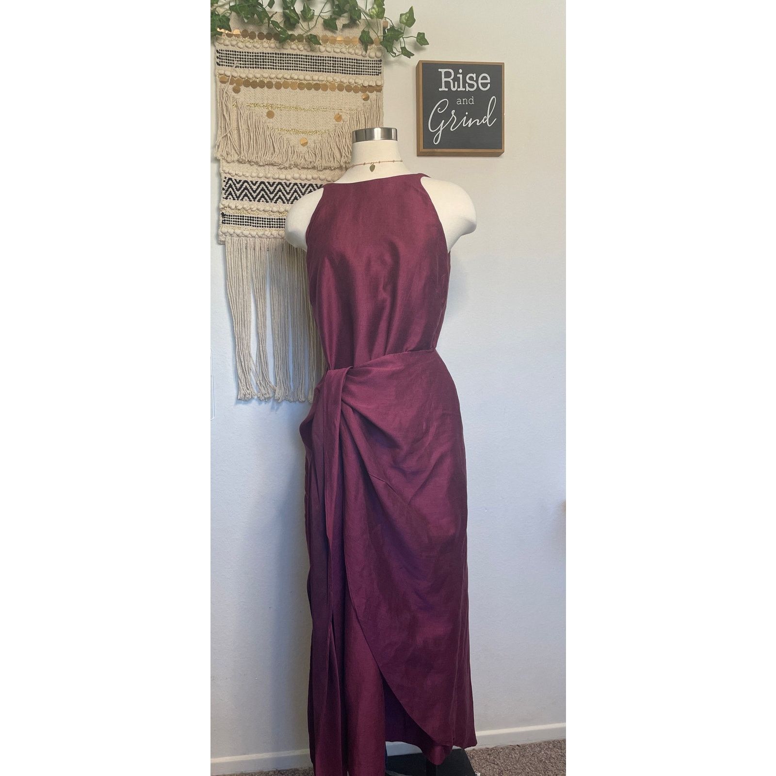 Bondi Born Organic Linen Woman's Wrap Tie Dress Large