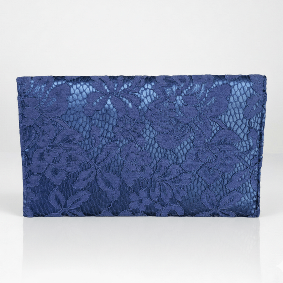 Other Iman 9x6" Clutch Bag Envelope Navy Blue Satin Lace Floral Size ONE SIZE - 2 Thumbnail