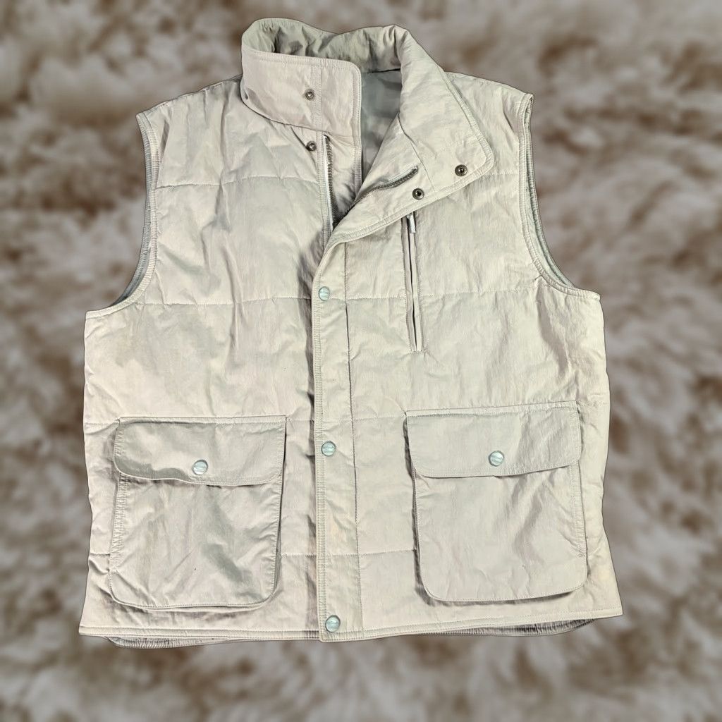 VINTAGE LL Bean Outdoor Hunting Fishing Hiking Quilted Puffer Vest Jacket M Tan Men Vest Quilted Hiking Hunting Outdoor Theme
