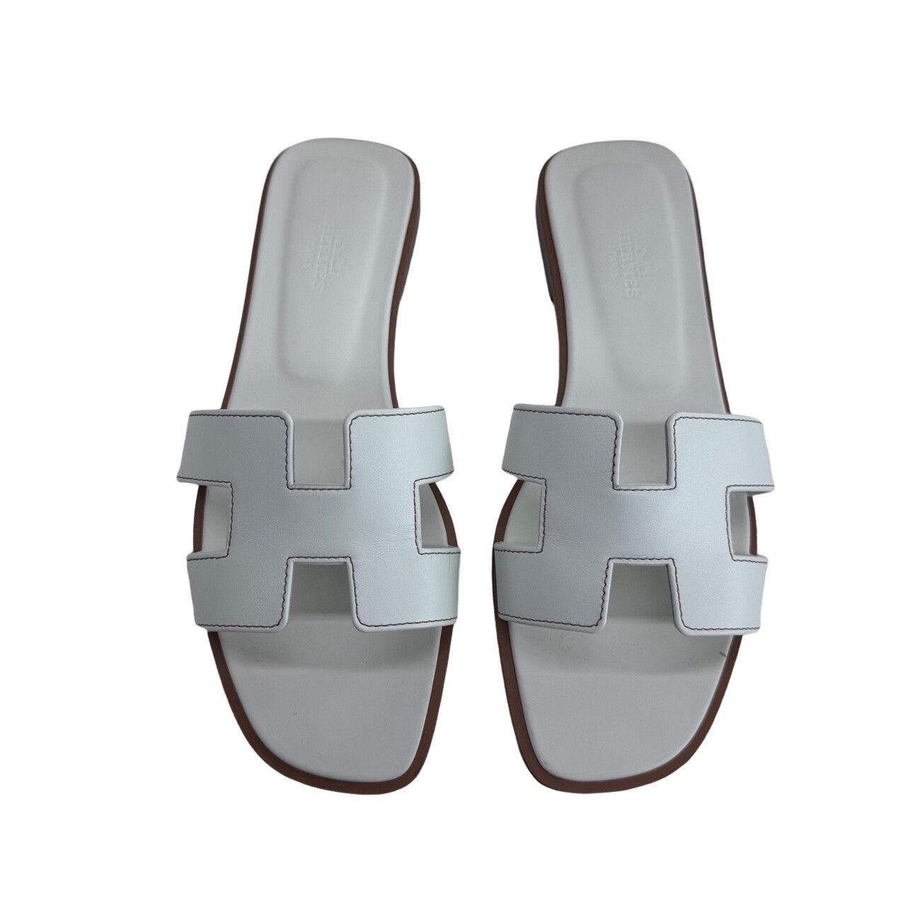 Hermes Hermès Oran White Leather Sandals Size 38.5 Size US 8.5 / IT 38.5 - 1 Thumbnail