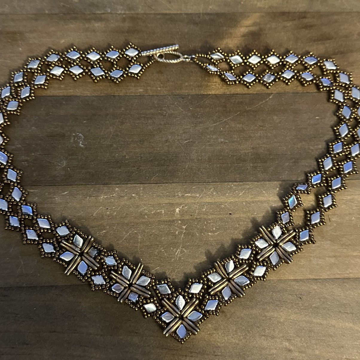 Other Handcrafted watercolor rhinestone seed bead chevron necklace Size ONE SIZE - 4 Thumbnail