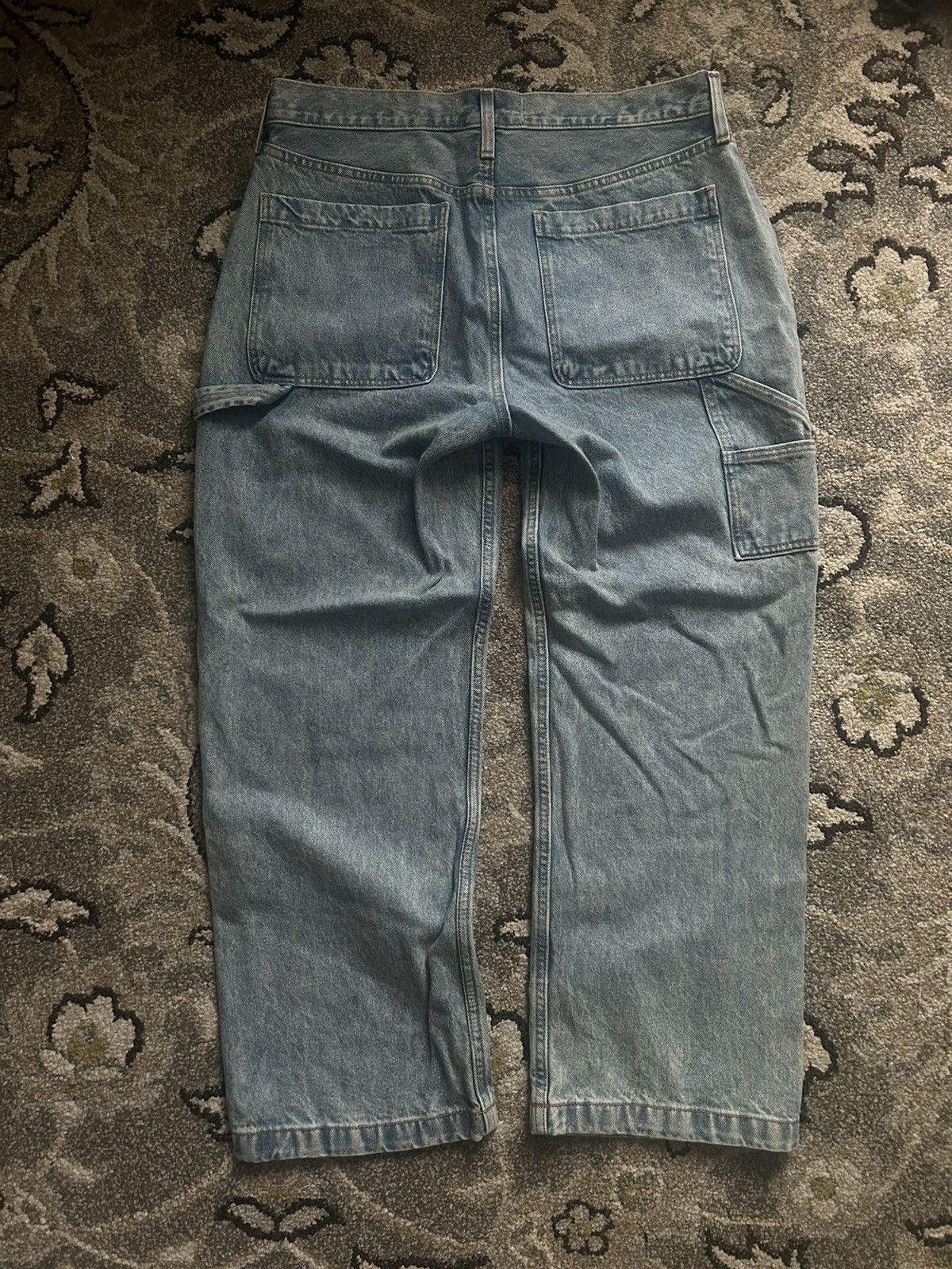 Abercrombie & Fitch Abercrombie Baggy Carpenter Light Wash Jeans Denim Workwear Size US 33 - 3 Thumbnail