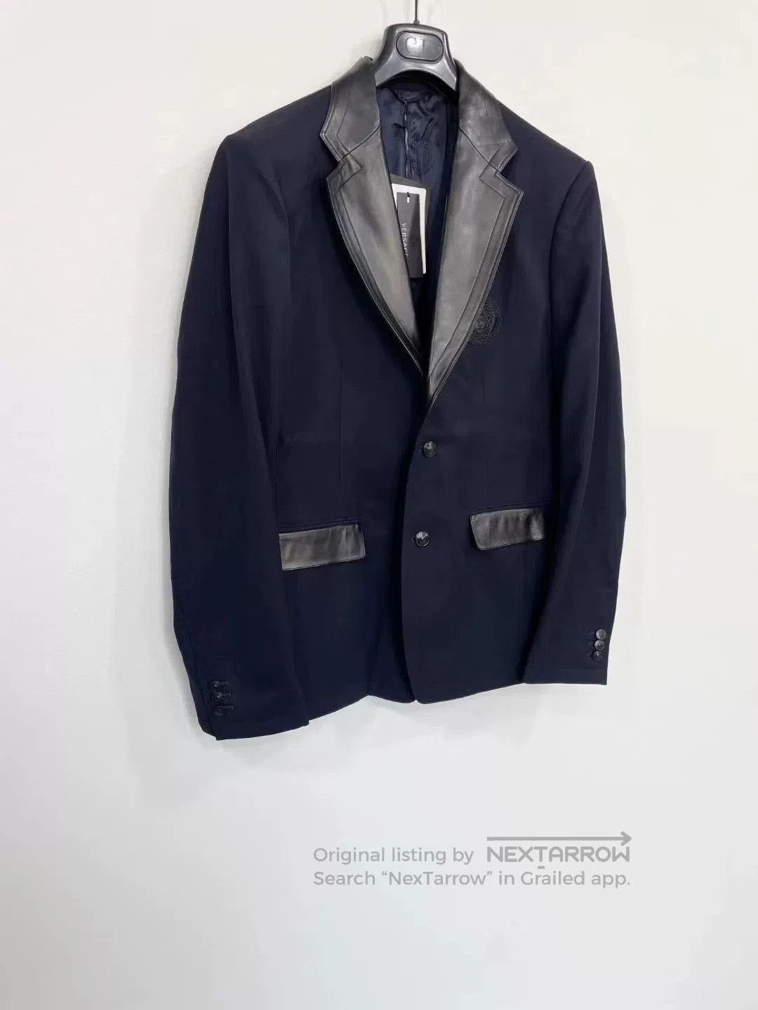 Versace VERSACE Wool Leather Trim Blazer. Size US XL / EU 56 / 4 - 2 Thumbnail
