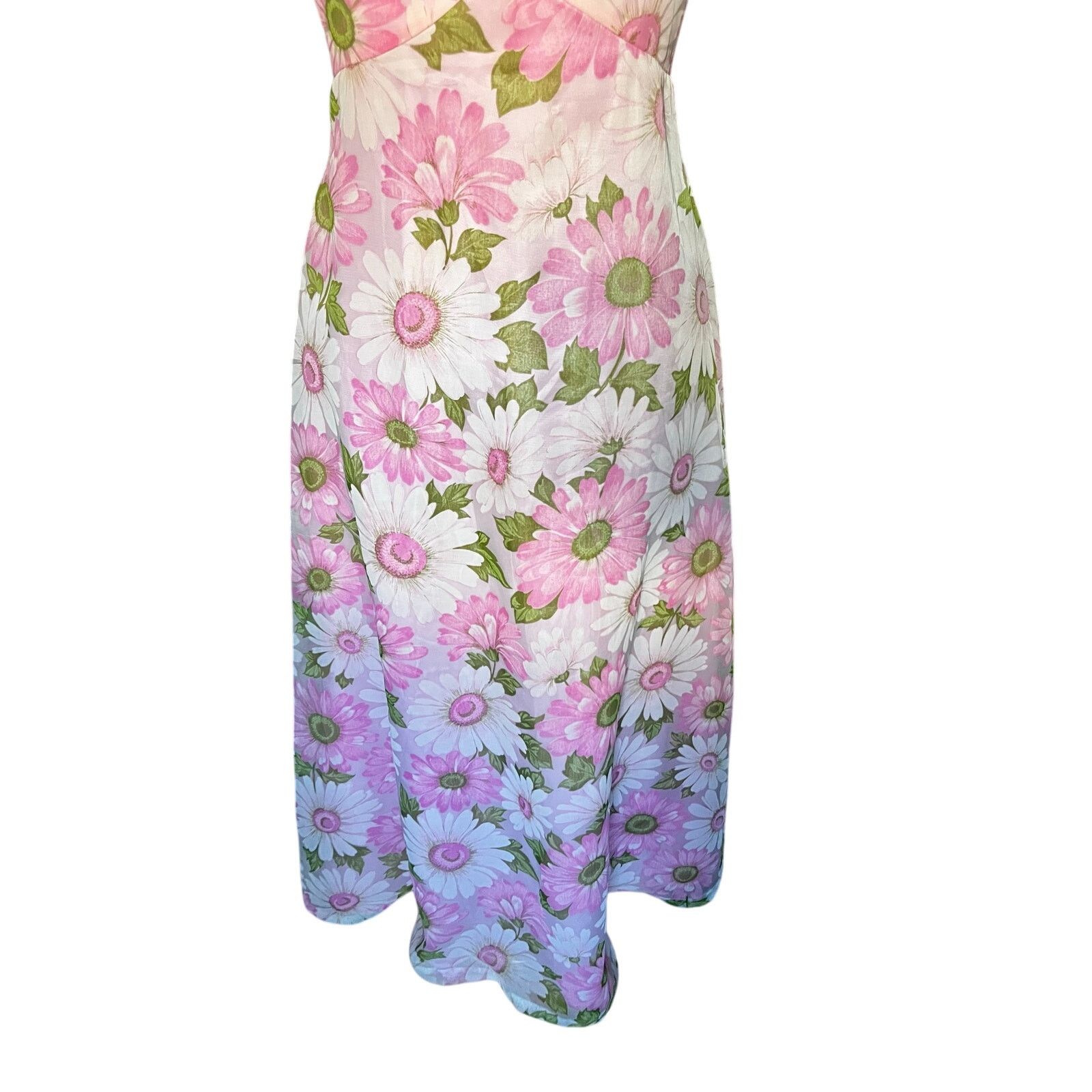 Vintage Vintage 60s Pink Green Flower Power Maxi Dress XS Small Boho Size S / US 4 / IT 40 - 6 Thumbnail