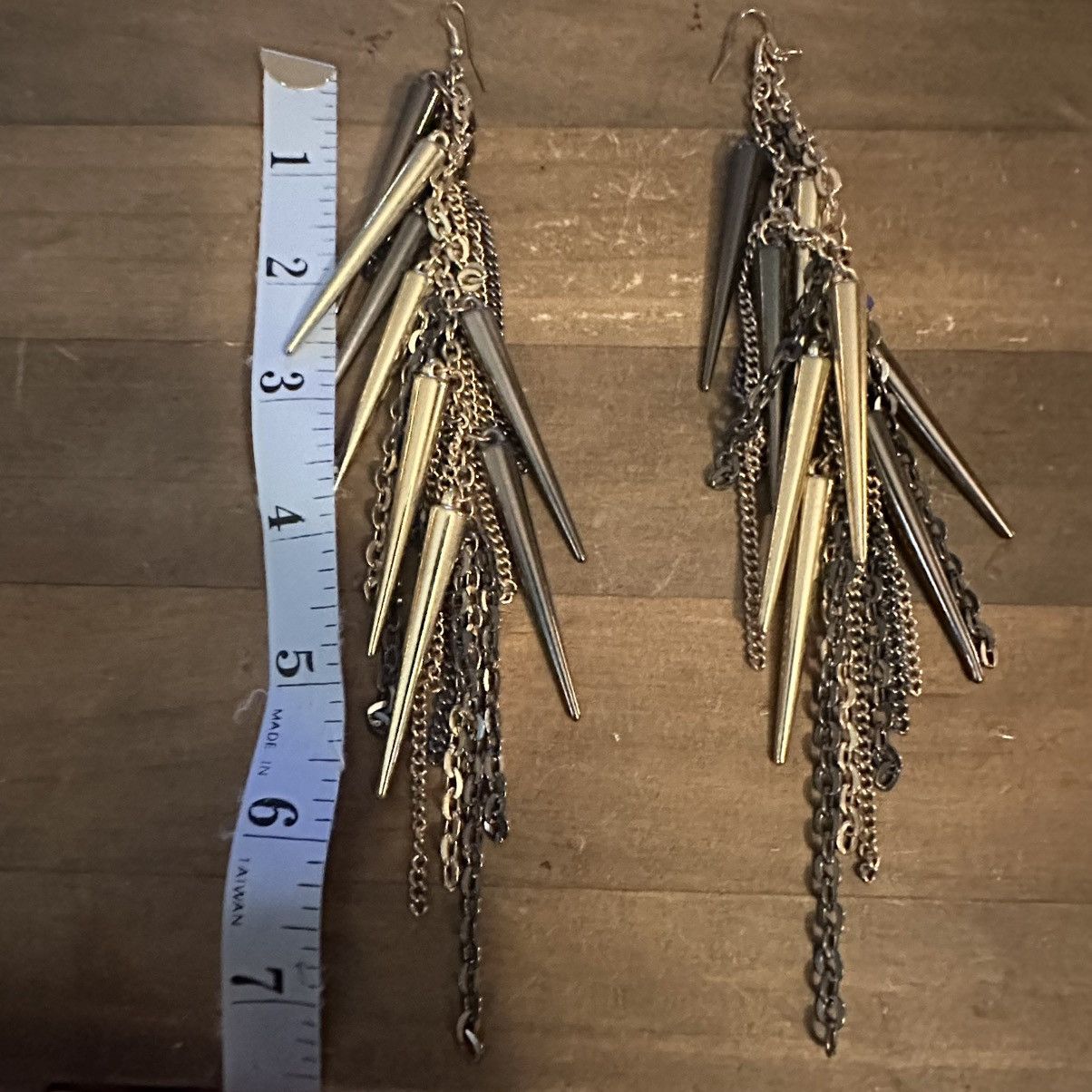 Other Gold and gunmetal spikes and chains dangle earrings Size ONE SIZE - 3 Thumbnail