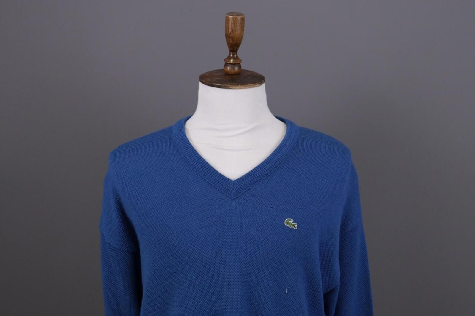 Lacoste Men Vintage Lacoste Blue Wool V-Neck Sweater Size 8 / 3XL Size US XXL / EU 58 / 5 - 3 Thumbnail
